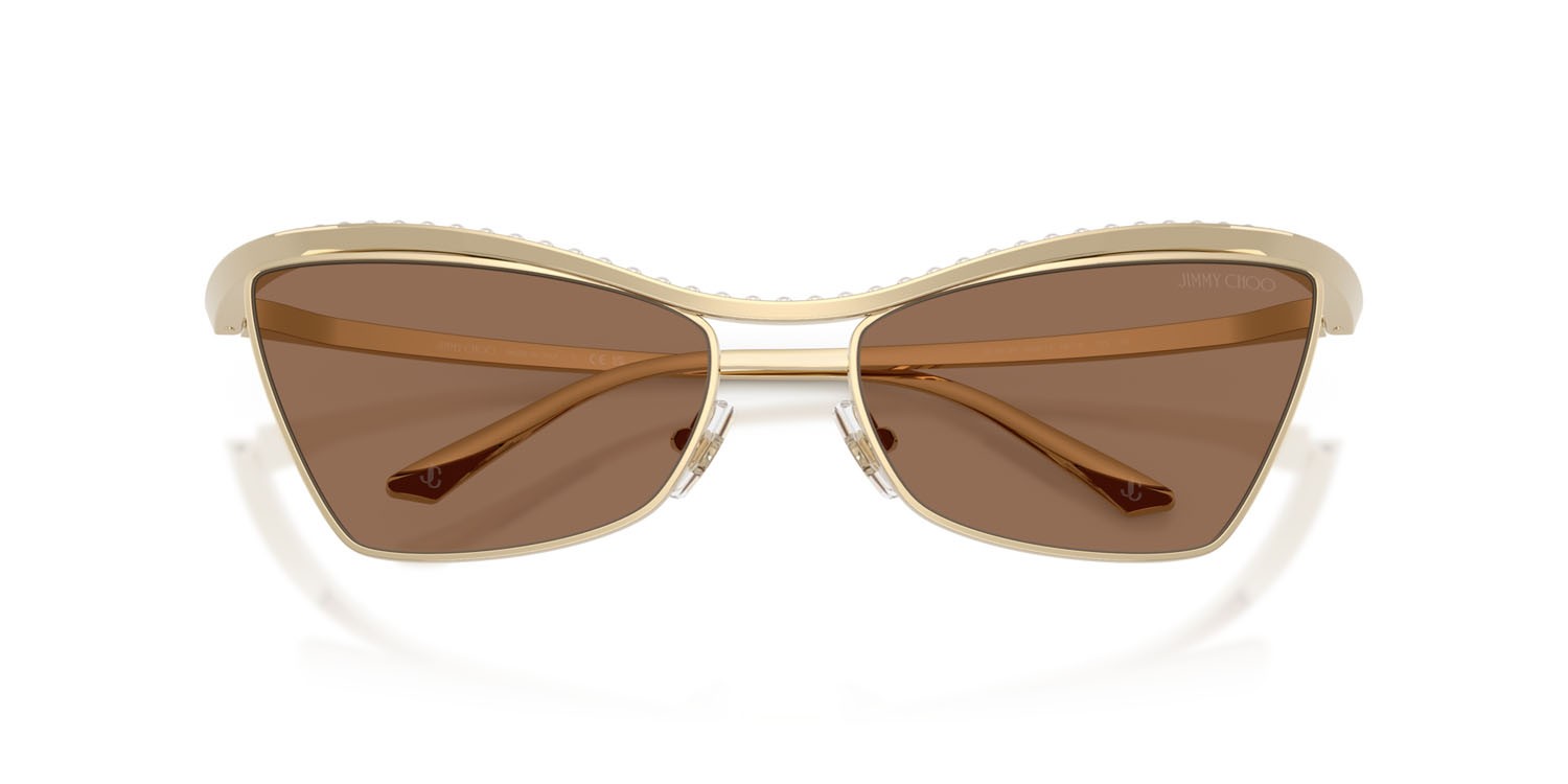 Occhiali da sole Jimmy Choo JC 4014H (300673) colore oro pallido forma cat eye lenti marrone scuro