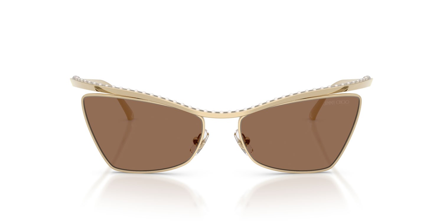Occhiali da sole Jimmy Choo JC 4014H (300673) colore oro pallido forma cat eye lenti marrone scuro