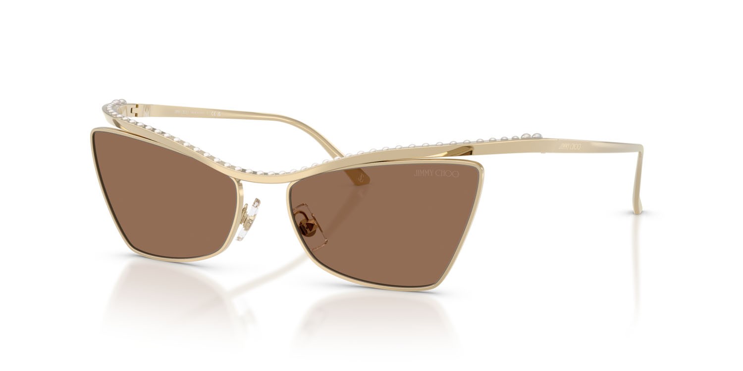 Occhiali da sole Jimmy Choo JC 4014H (300673) colore oro pallido forma cat eye lenti marrone scuro