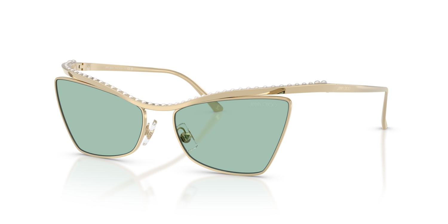 Occhiali da sole Jimmy Choo JC 4014H (3006/2) colore oro pallido forma cat eye lenti verde