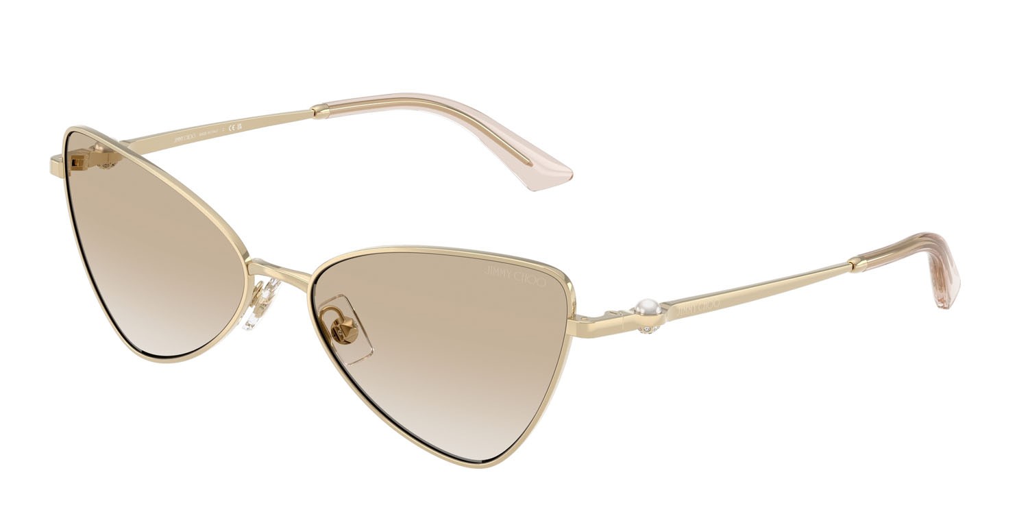 Sunglasses Jimmy Choo JC 4015HB (300611) color oro pallido shape cat eye lenses trasparente sfumato grigio chiaro