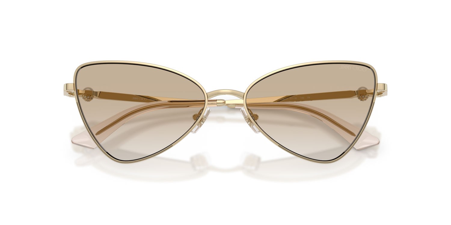 Sunglasses Jimmy Choo JC 4015HB (300611) color oro pallido shape cat eye lenses trasparente sfumato grigio chiaro