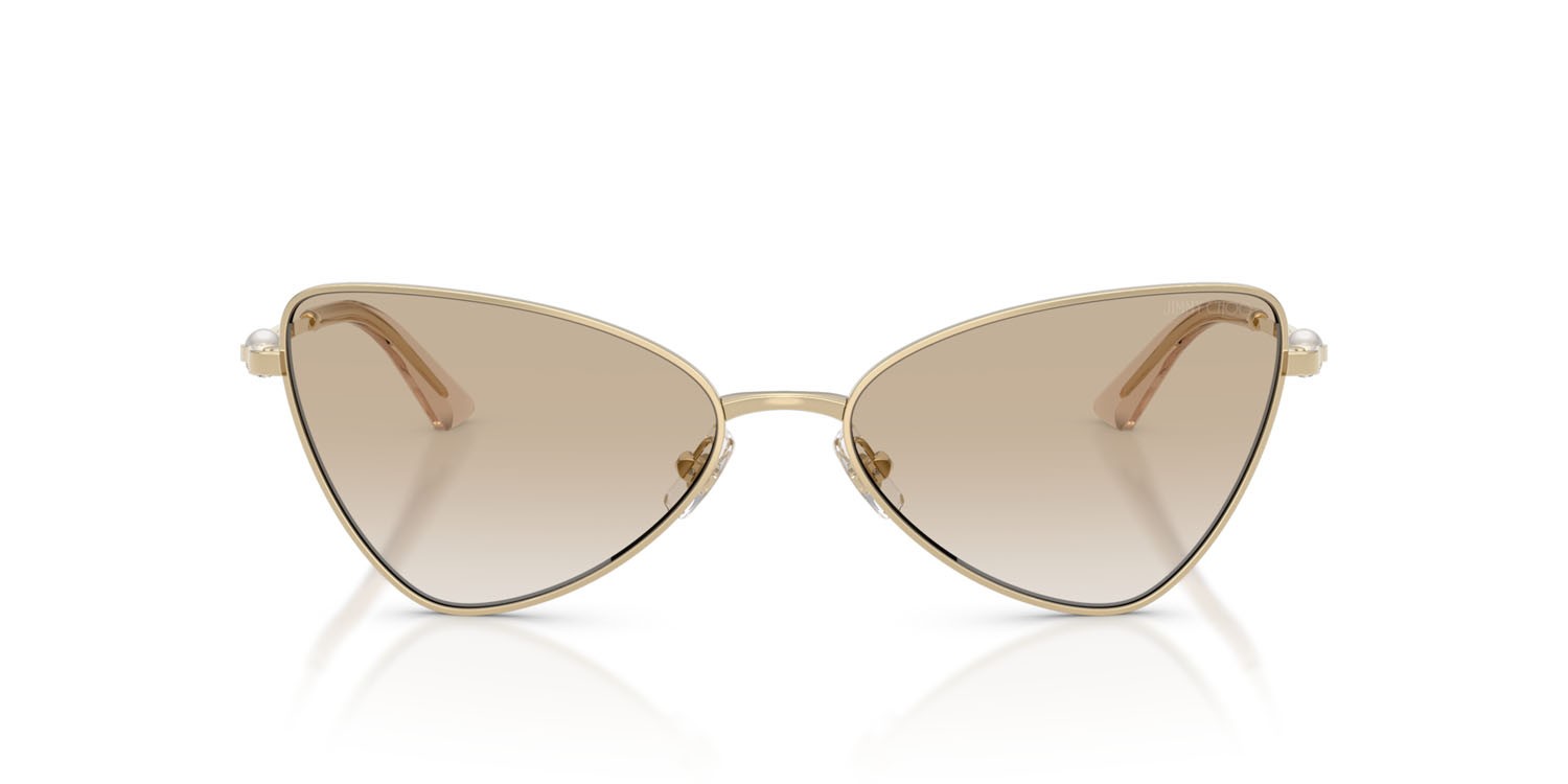 Sunglasses Jimmy Choo JC 4015HB (300611) color oro pallido shape cat eye lenses trasparente sfumato grigio chiaro