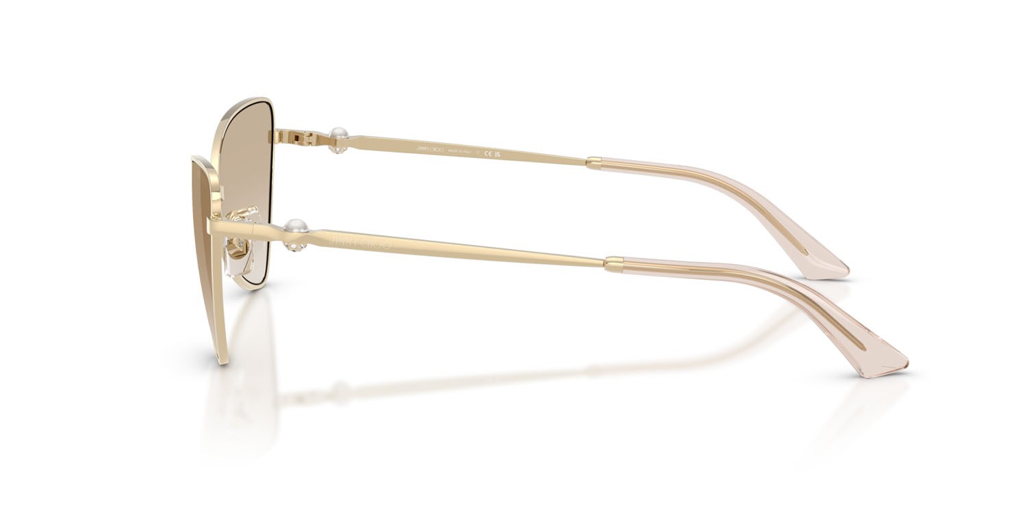 Sunglasses Jimmy Choo JC 4015HB (300611) color oro pallido shape cat eye lenses trasparente sfumato grigio chiaro