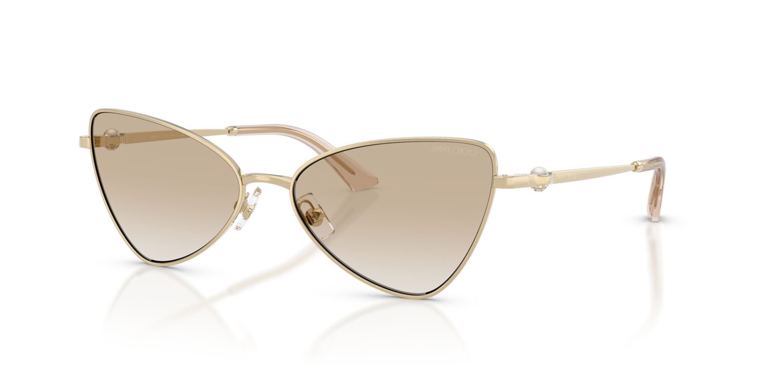 Sunglasses Jimmy Choo JC 4015HB (300611) color oro pallido shape cat eye lenses trasparente sfumato grigio chiaro