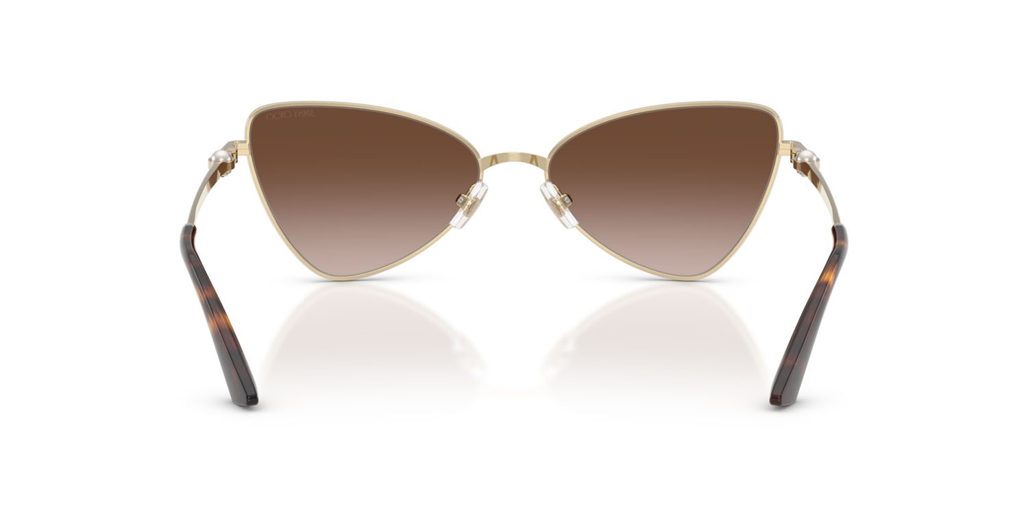 Sunglasses Jimmy Choo JC 4015HB (300613) color oro pallido shape cat eye lenses marrone sfumato
