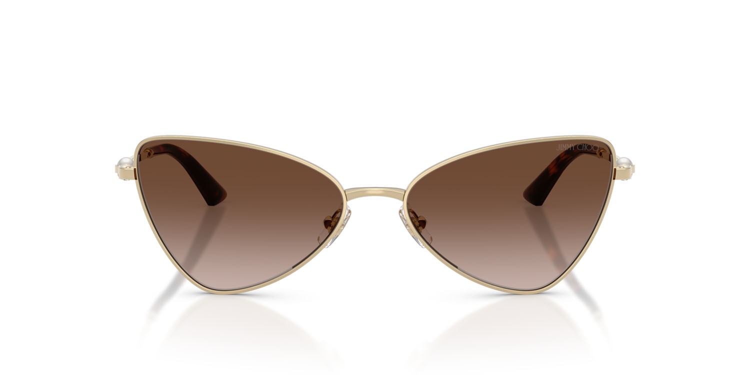 Sunglasses Jimmy Choo JC 4015HB (300613) color oro pallido shape cat eye lenses marrone sfumato