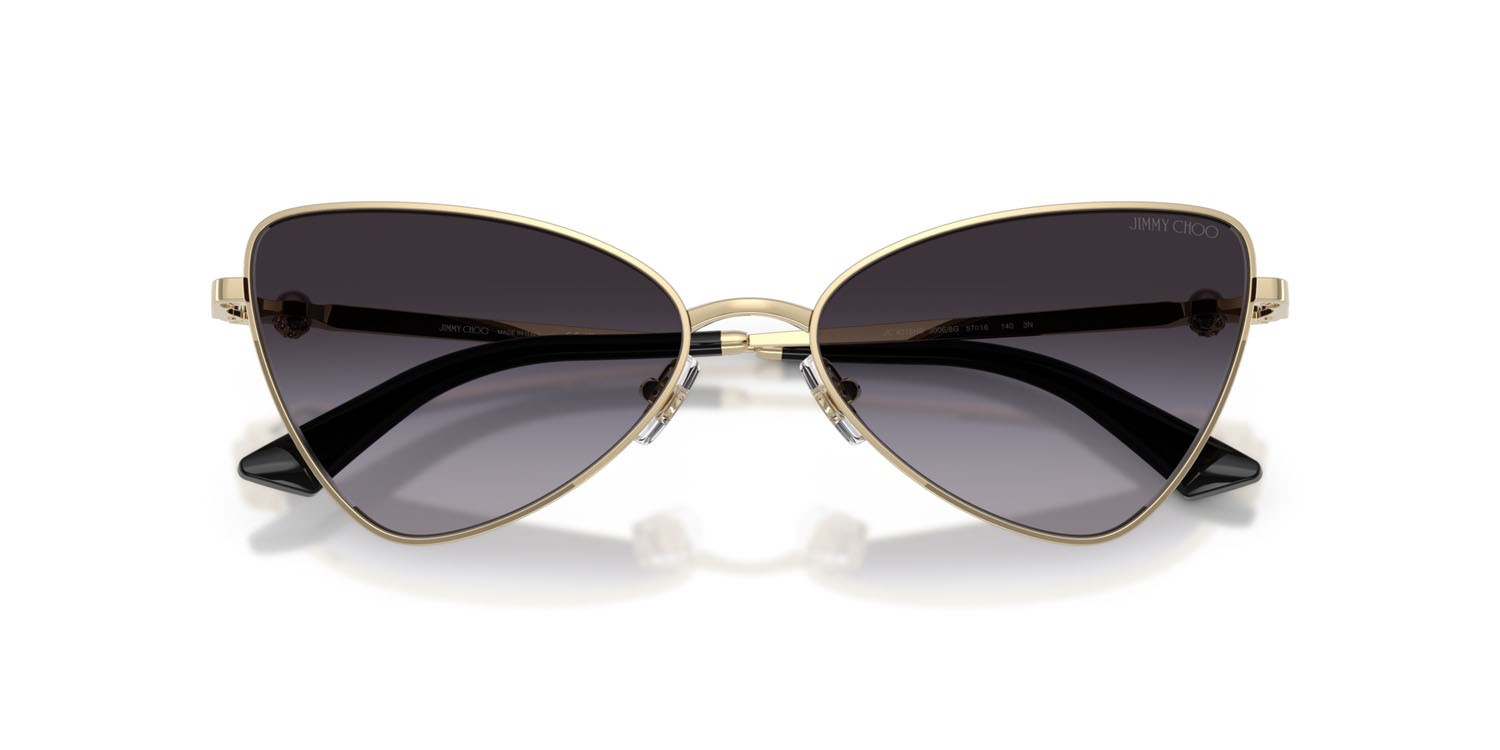 Occhiali da sole Jimmy Choo JC 4015HB (30068G) colore oro pallido forma cat eye lenti grigio sfumato