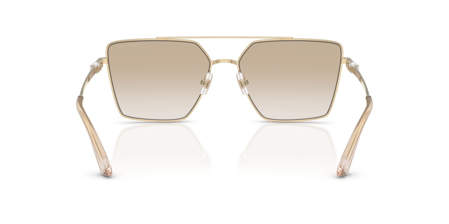 Sunglasses Jimmy Choo JC 4016HB (300611) color oro pallido shape square lenses trasparente sfumato grigio chiaro