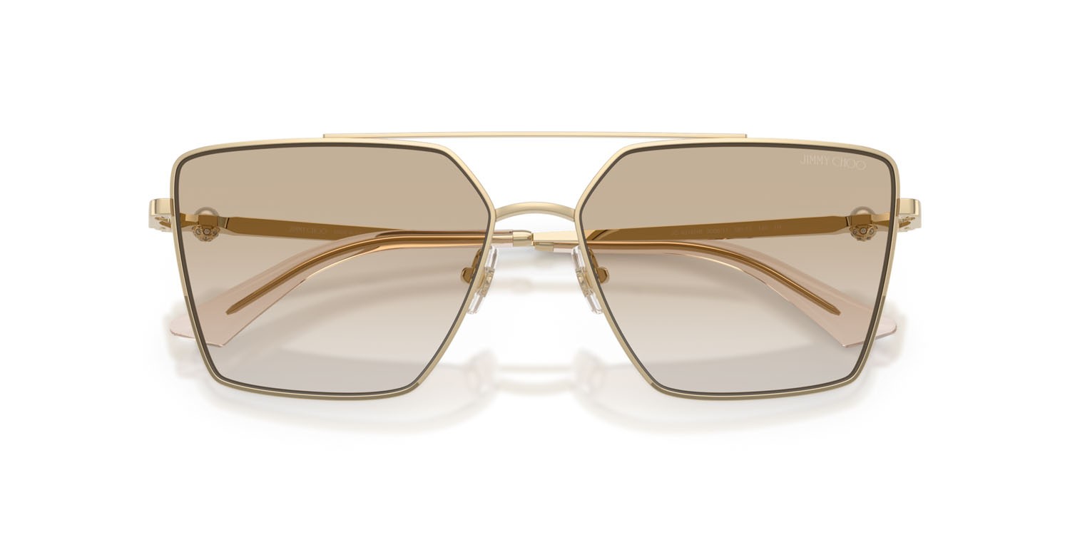Sunglasses Jimmy Choo JC 4016HB (300611) color oro pallido shape square lenses trasparente sfumato grigio chiaro