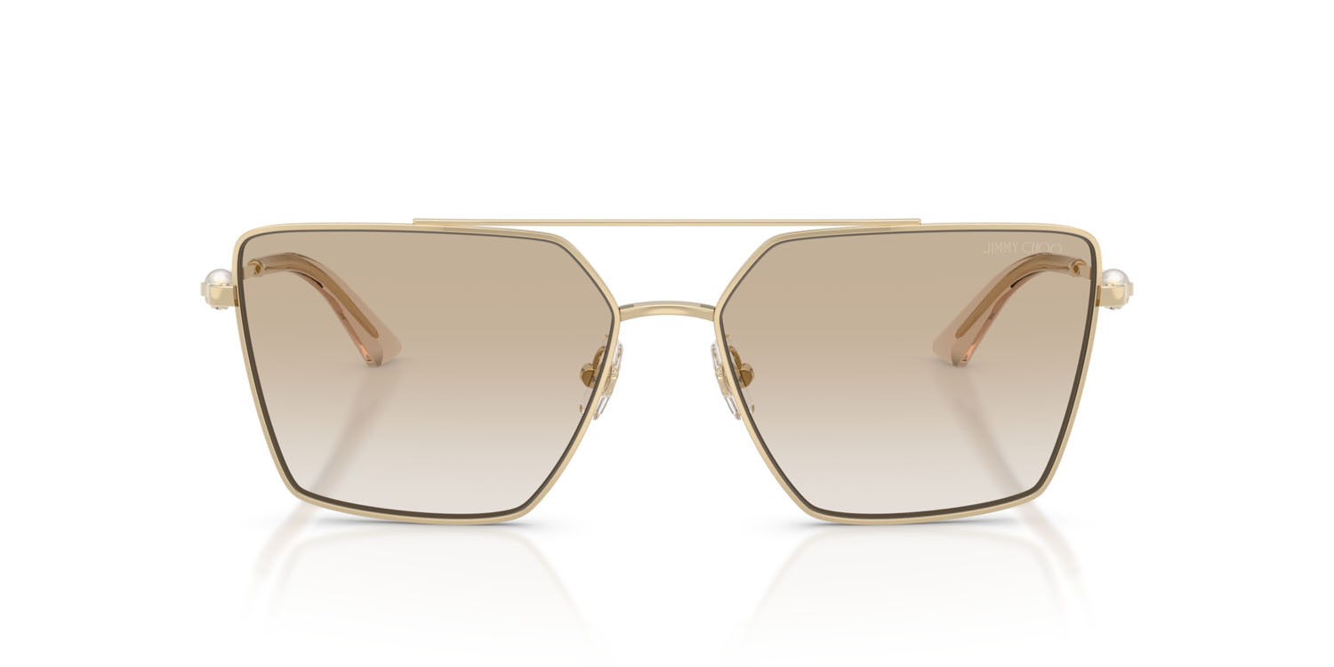 Sunglasses Jimmy Choo JC 4016HB (300611) color oro pallido shape square lenses trasparente sfumato grigio chiaro
