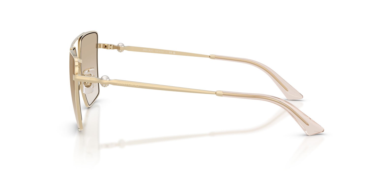 Sunglasses Jimmy Choo JC 4016HB (300611) color oro pallido shape square lenses trasparente sfumato grigio chiaro