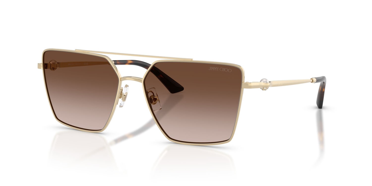 Occhiali da sole Jimmy Choo JC 4016HB (300613) colore oro pallido forma quadrato lenti marrone sfumato
