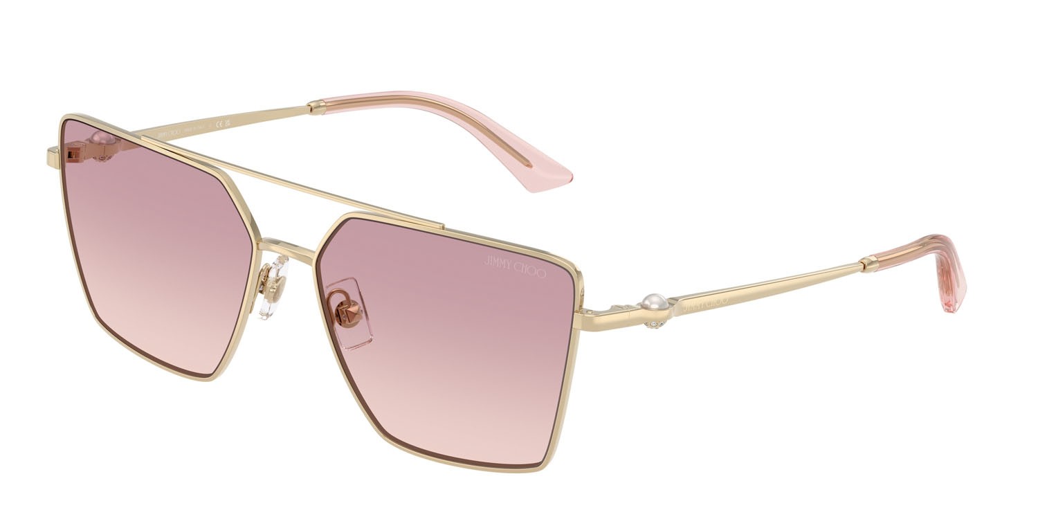 Sonnenbrillen Jimmy Choo JC 4016HB (300668) farbe oro pallido form quadratisch gläser marrone sfumato viola scuro
