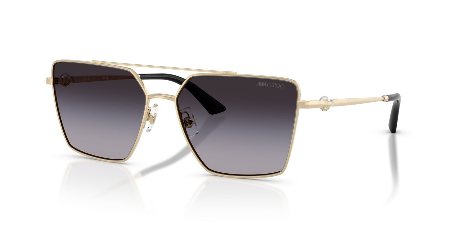 Occhiali da sole Jimmy Choo JC 4016HB (30068G) colore oro pallido forma quadrato lenti sfumato grigio