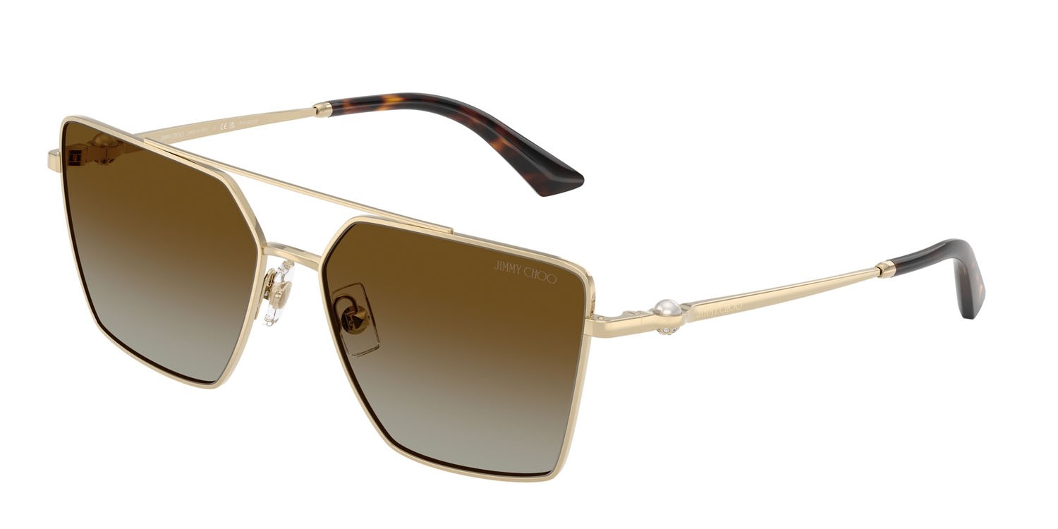 Sunglasses Jimmy Choo JC 4016HB (3006T5) color oro pallido shape square lenses polarizzata marrone sfumato