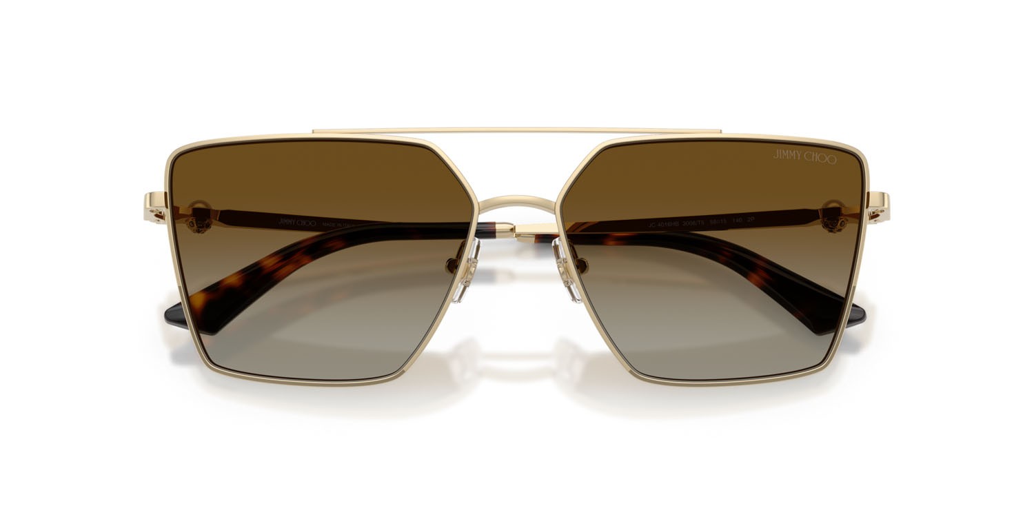 Sunglasses Jimmy Choo JC 4016HB (3006T5) color oro pallido shape square lenses polarizzata marrone sfumato