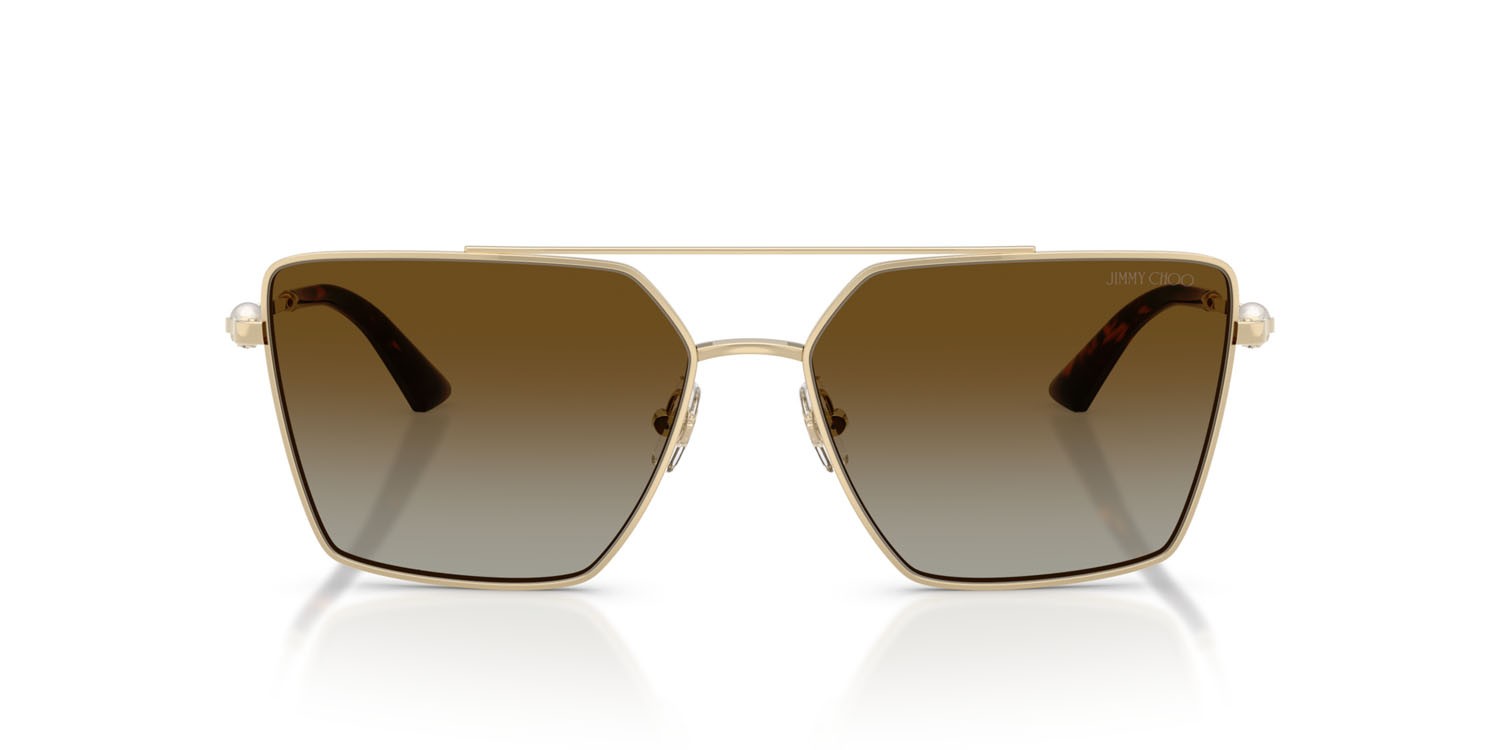 Sunglasses Jimmy Choo JC 4016HB (3006T5) color oro pallido shape square lenses polarizzata marrone sfumato