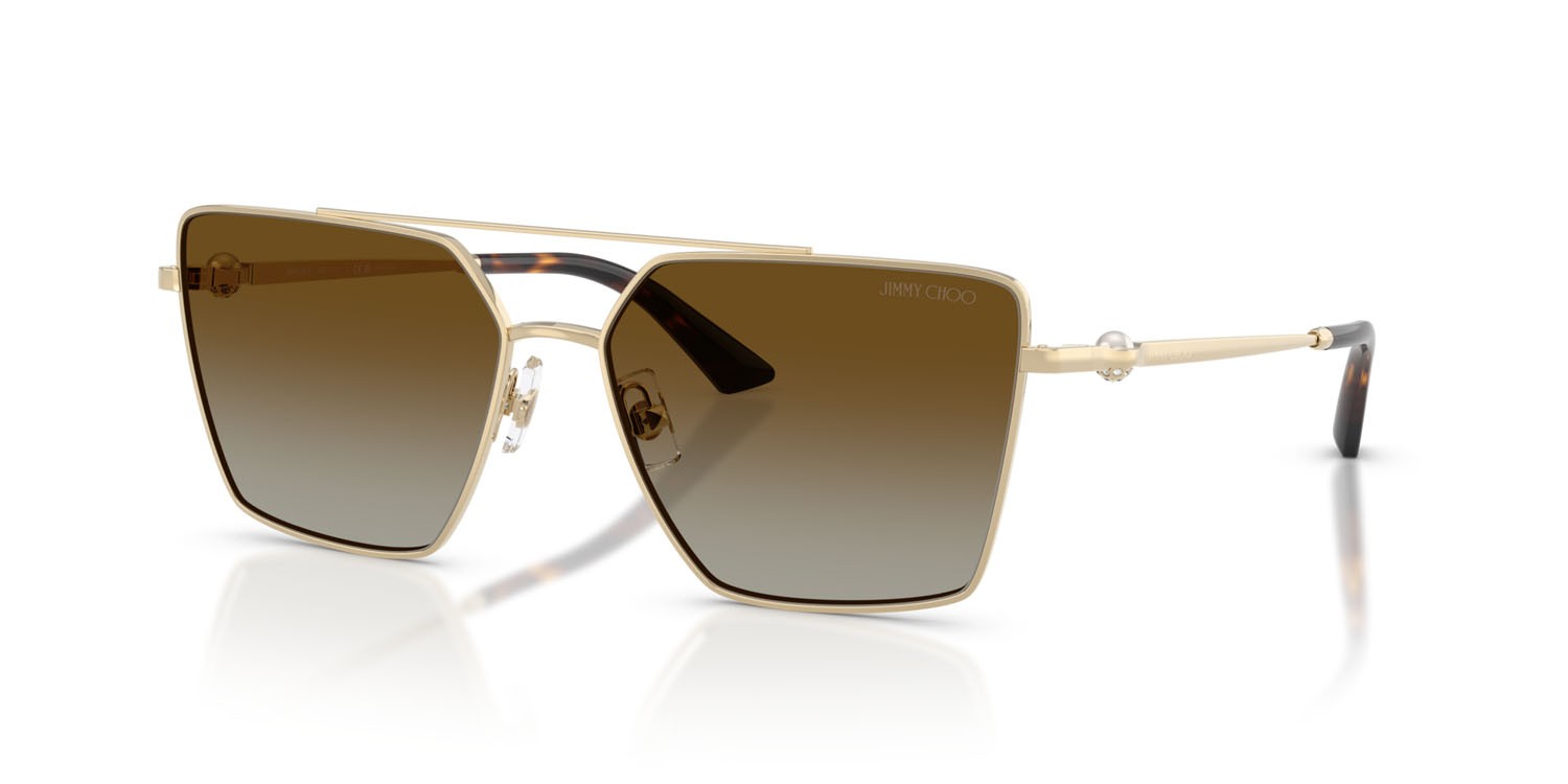 Sunglasses Jimmy Choo JC 4016HB (3006T5) color oro pallido shape square lenses polarizzata marrone sfumato