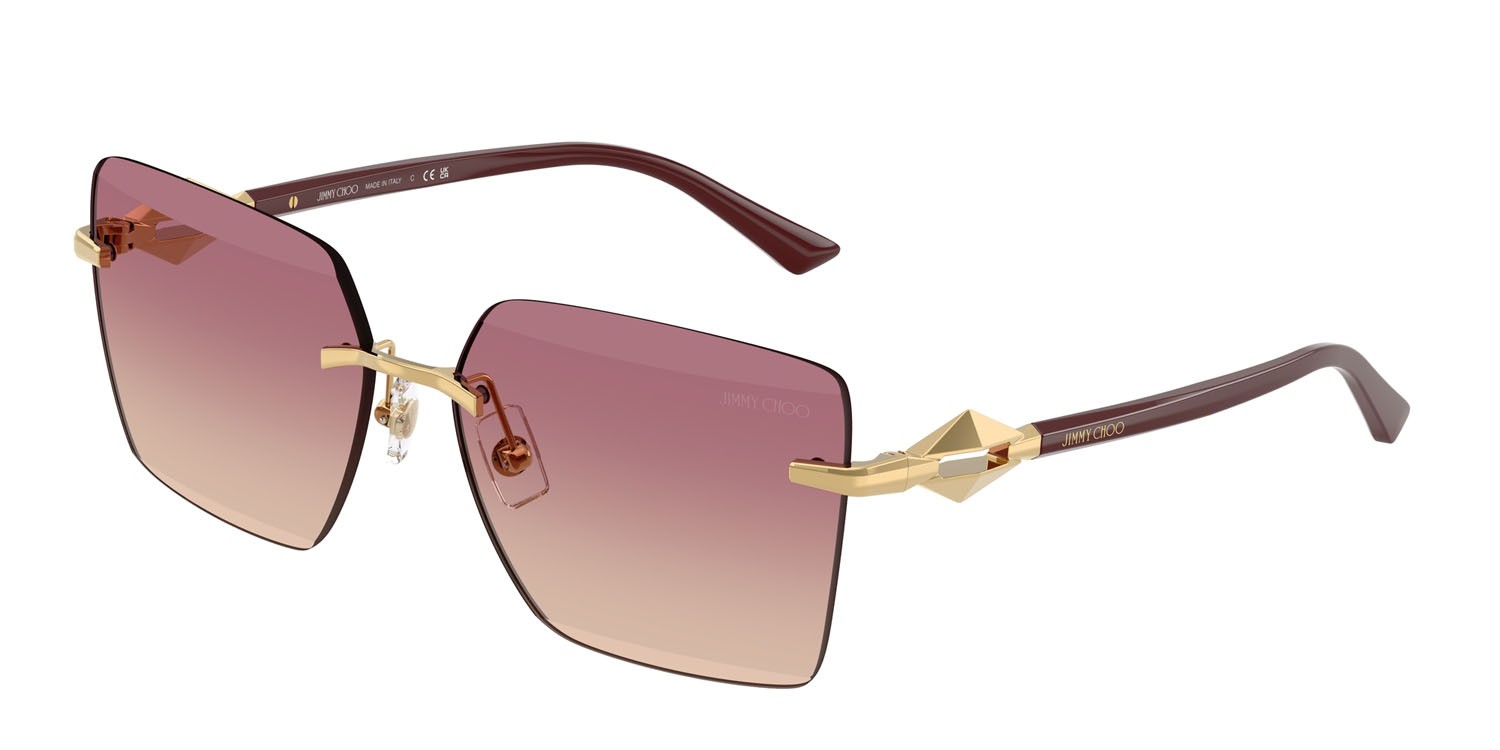 Sunglasses Jimmy Choo JC 4018 (302413) color oro shape square lenses marrone sfumato rosa