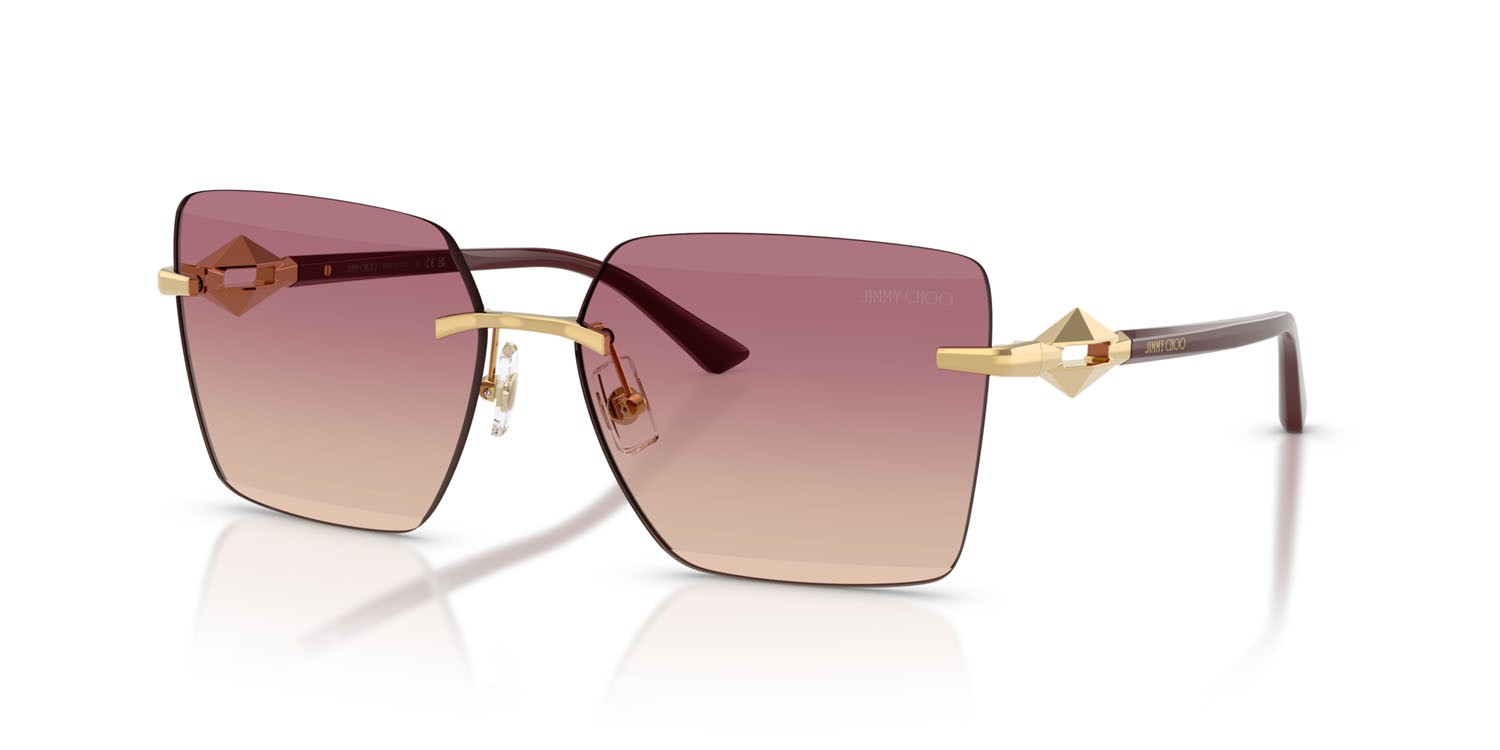 Sunglasses Jimmy Choo JC 4018 (302413) color oro shape square lenses marrone sfumato rosa
