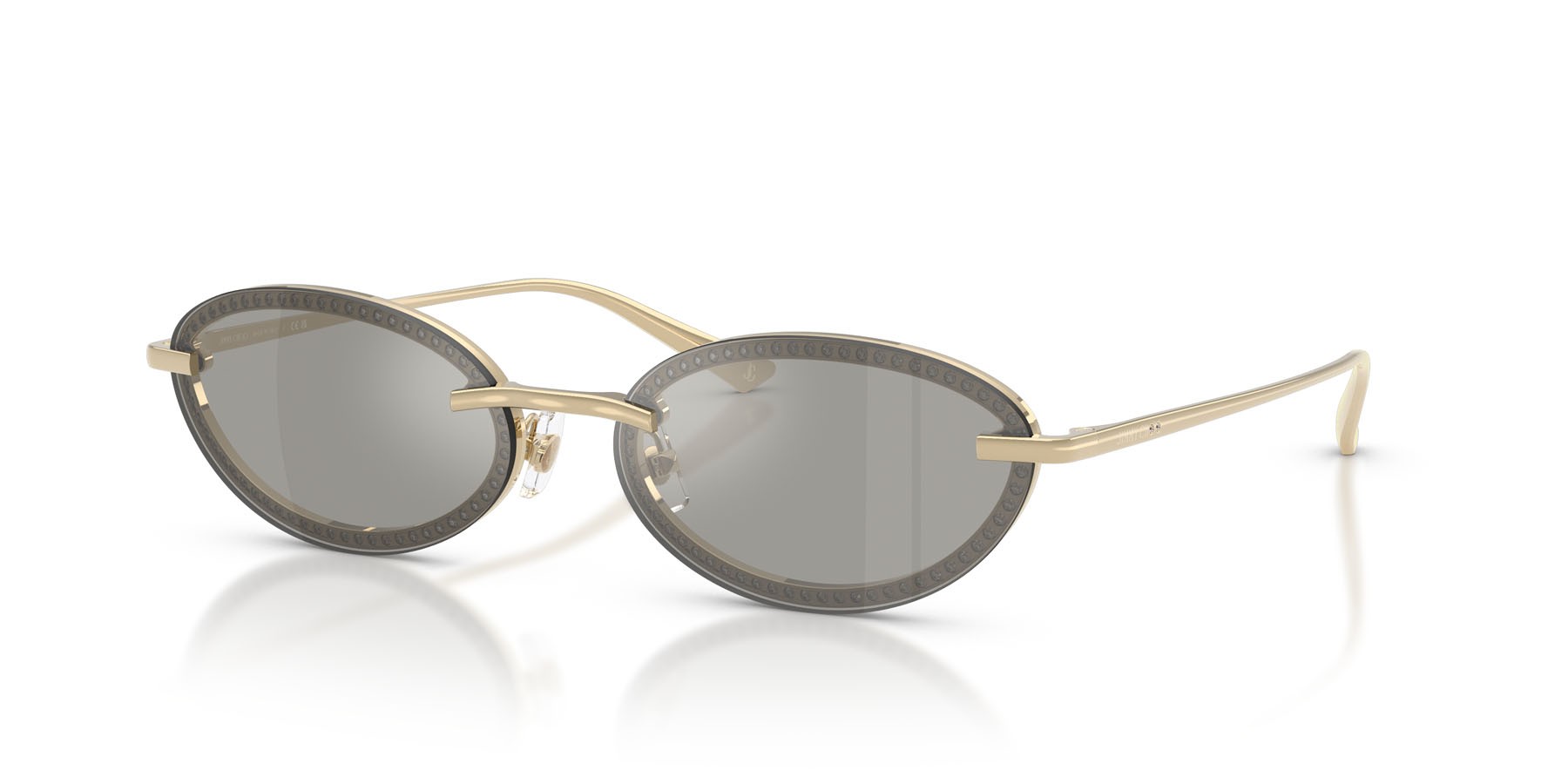Occhiali da sole Jimmy Choo JC 4020B (30066G) colore oro pallido forma ovale lenti grigio chiaro specchiato argento