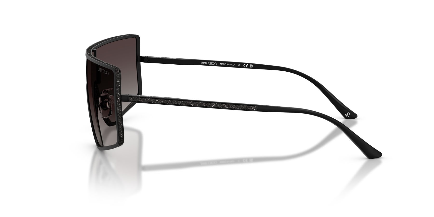 Occhiali da sole Jimmy Choo JC 4021J (30018G) colore nero opaco forma rettangolare lenti sfumato grigio