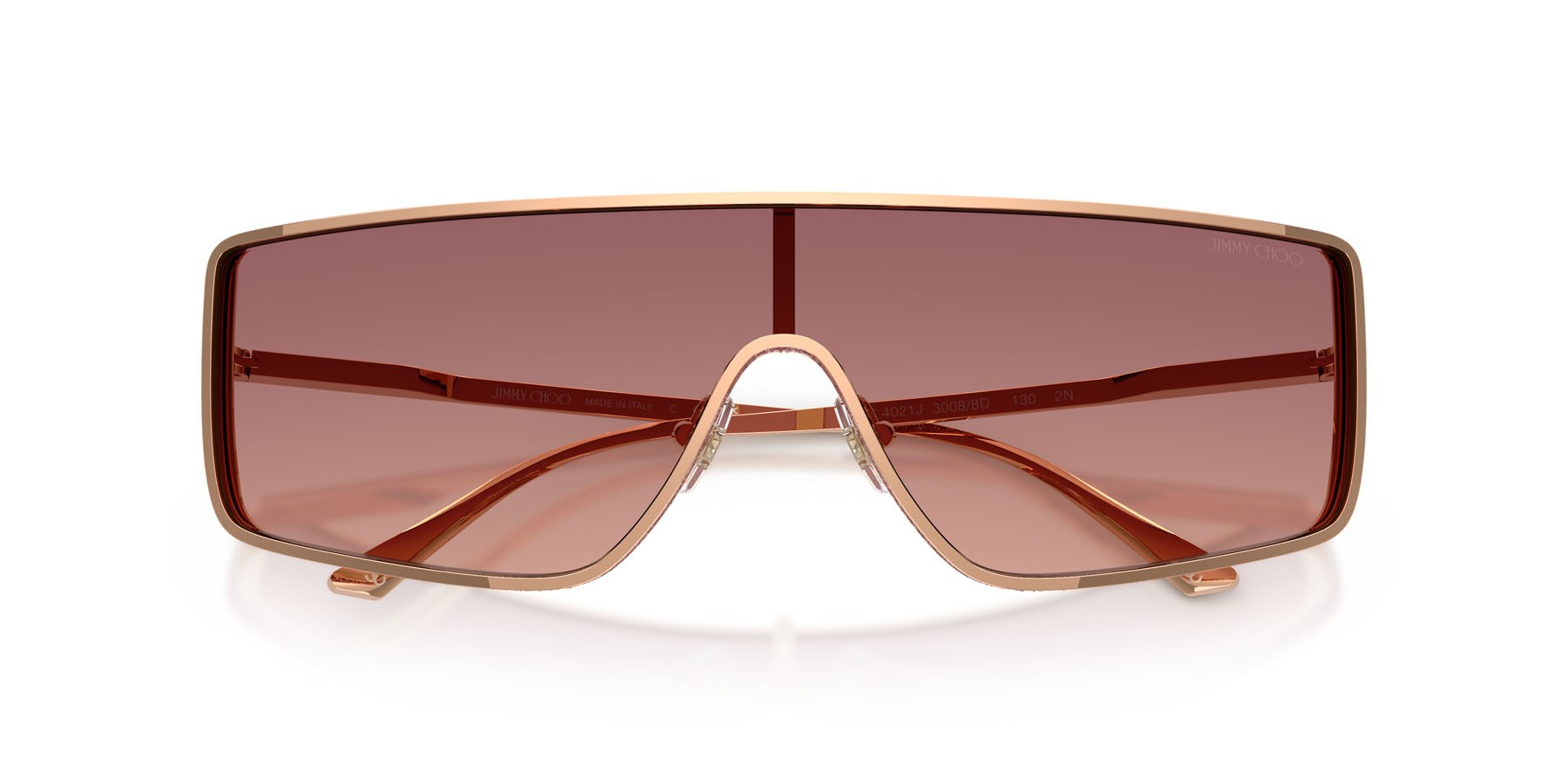 Occhiali da sole Jimmy Choo JC 4021J (30088D) colore oro rose forma rettangolare lenti rosa sfumato viola