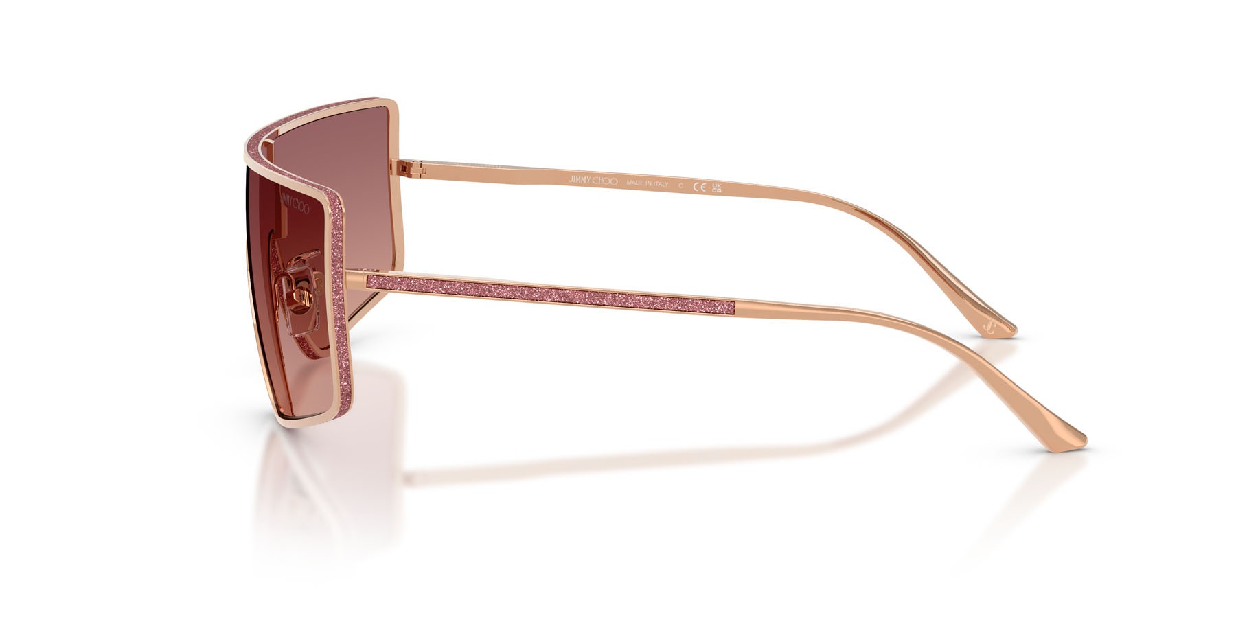 Occhiali da sole Jimmy Choo JC 4021J (30088D) colore oro rose forma rettangolare lenti rosa sfumato viola