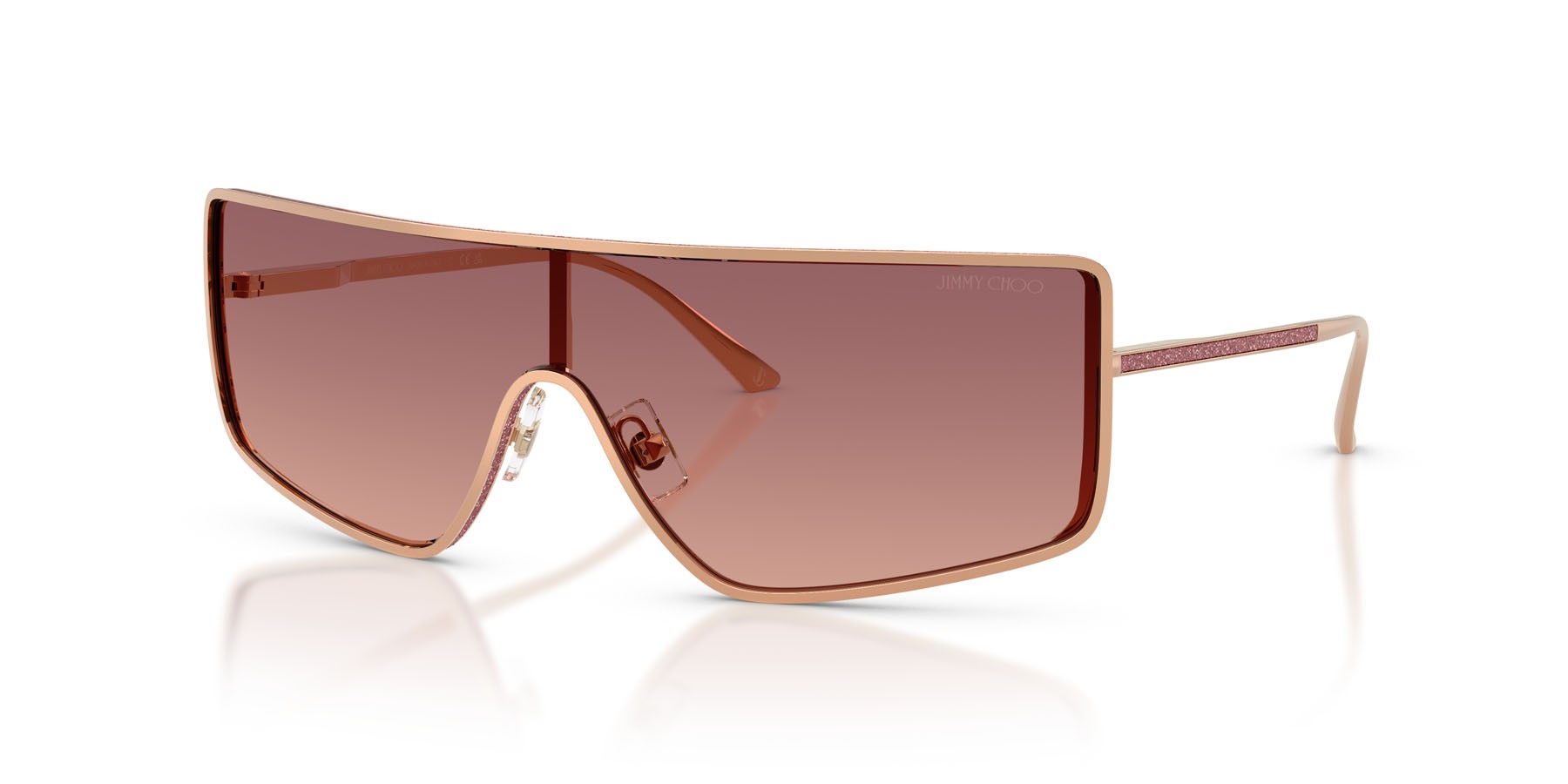 Occhiali da sole Jimmy Choo JC 4021J (30088D) colore oro rose forma rettangolare lenti rosa sfumato viola