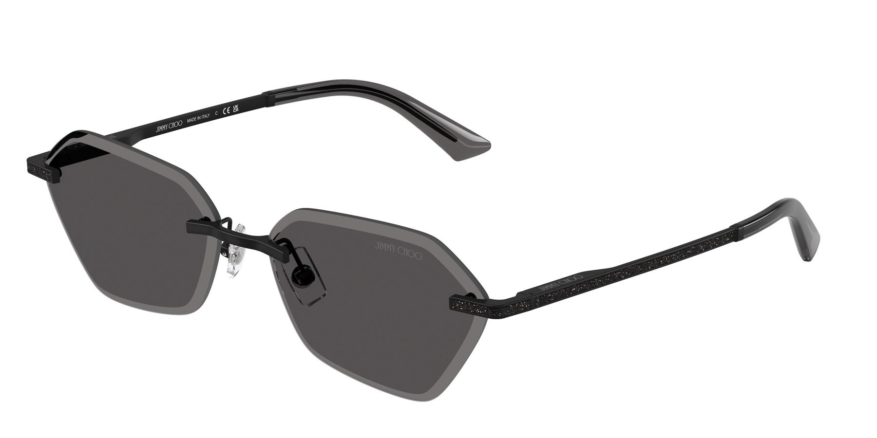 Sunglasses Jimmy Choo JC 4022J (300187) color nero opaco shape irregular lenses grigio scuro