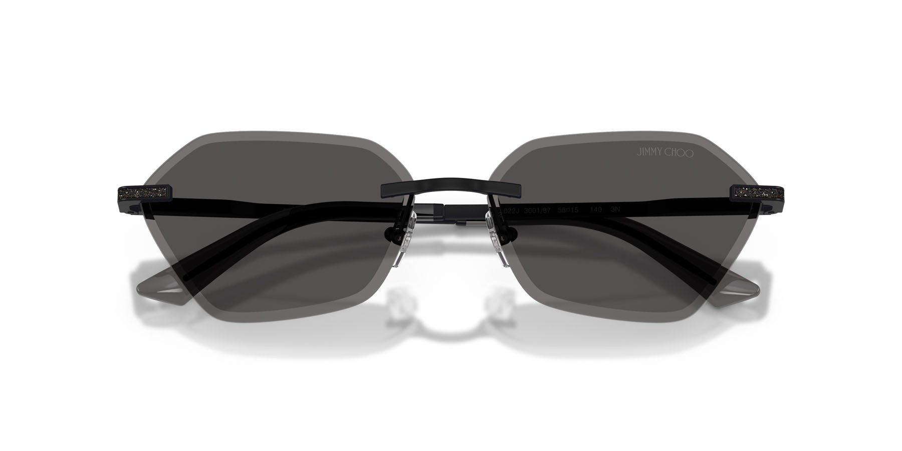 Sunglasses Jimmy Choo JC 4022J (300187) color nero opaco shape irregular lenses grigio scuro