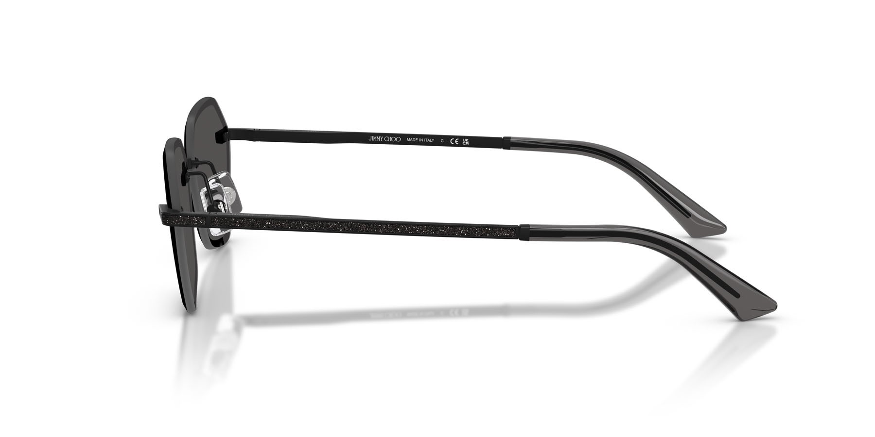 Sunglasses Jimmy Choo JC 4022J (300187) color nero opaco shape irregular lenses grigio scuro