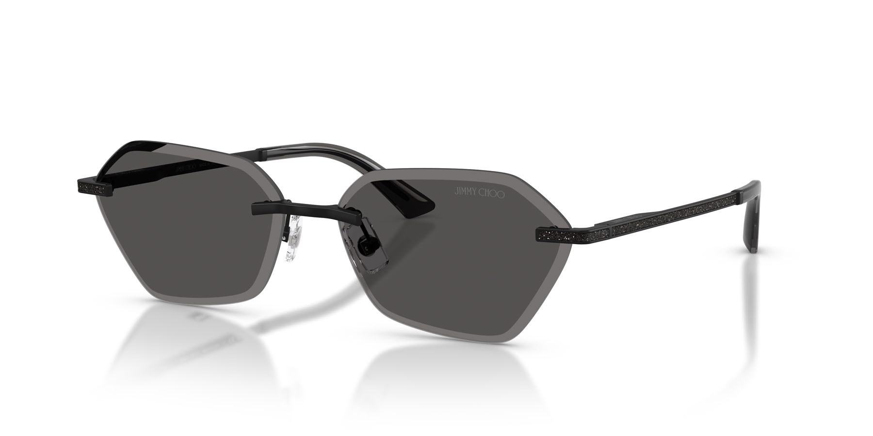 Sunglasses Jimmy Choo JC 4022J (300187) color nero opaco shape irregular lenses grigio scuro