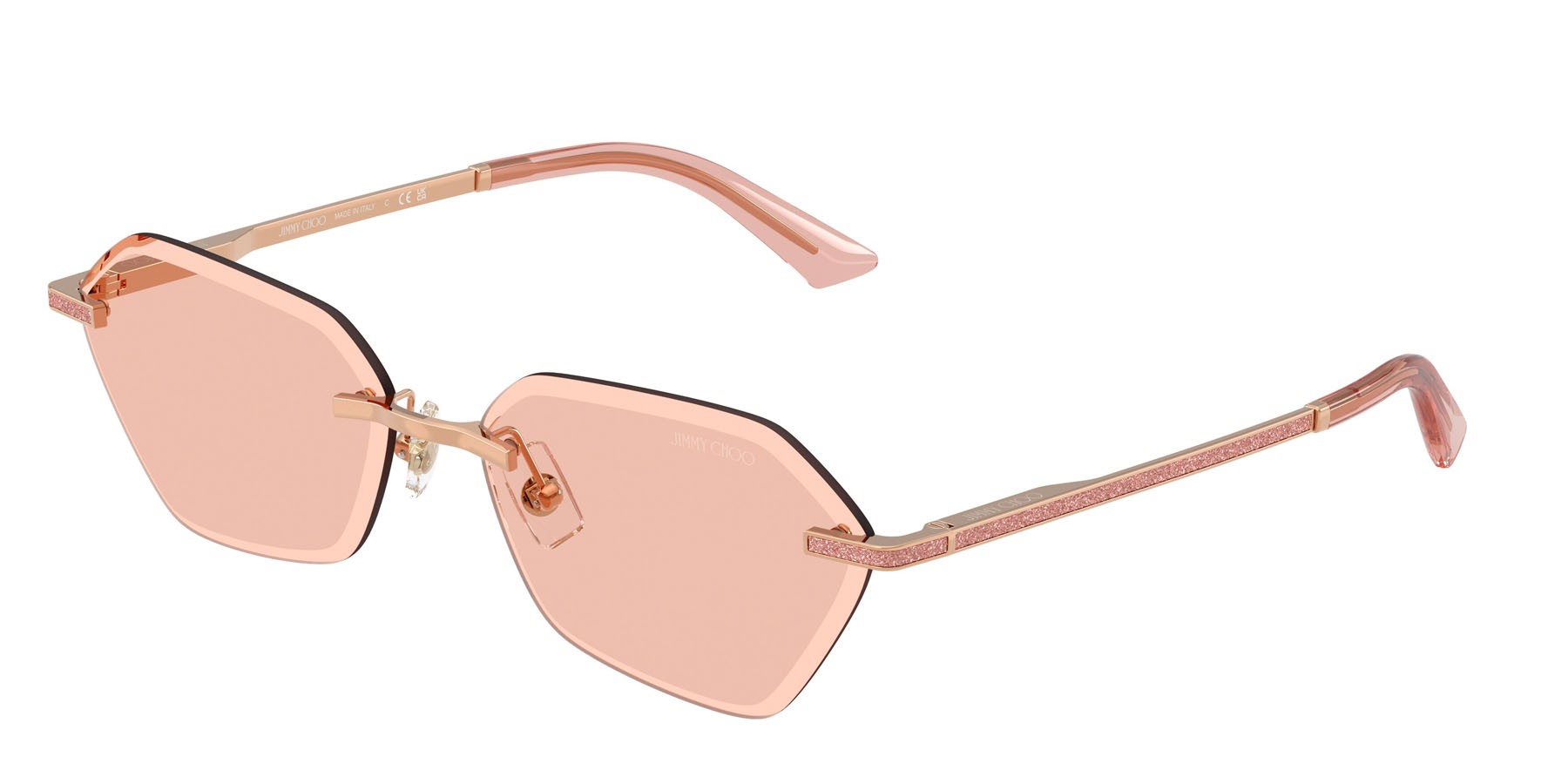 Sunglasses Jimmy Choo JC 4022J (300884) color oro rose shape irregular lenses rosa scuro