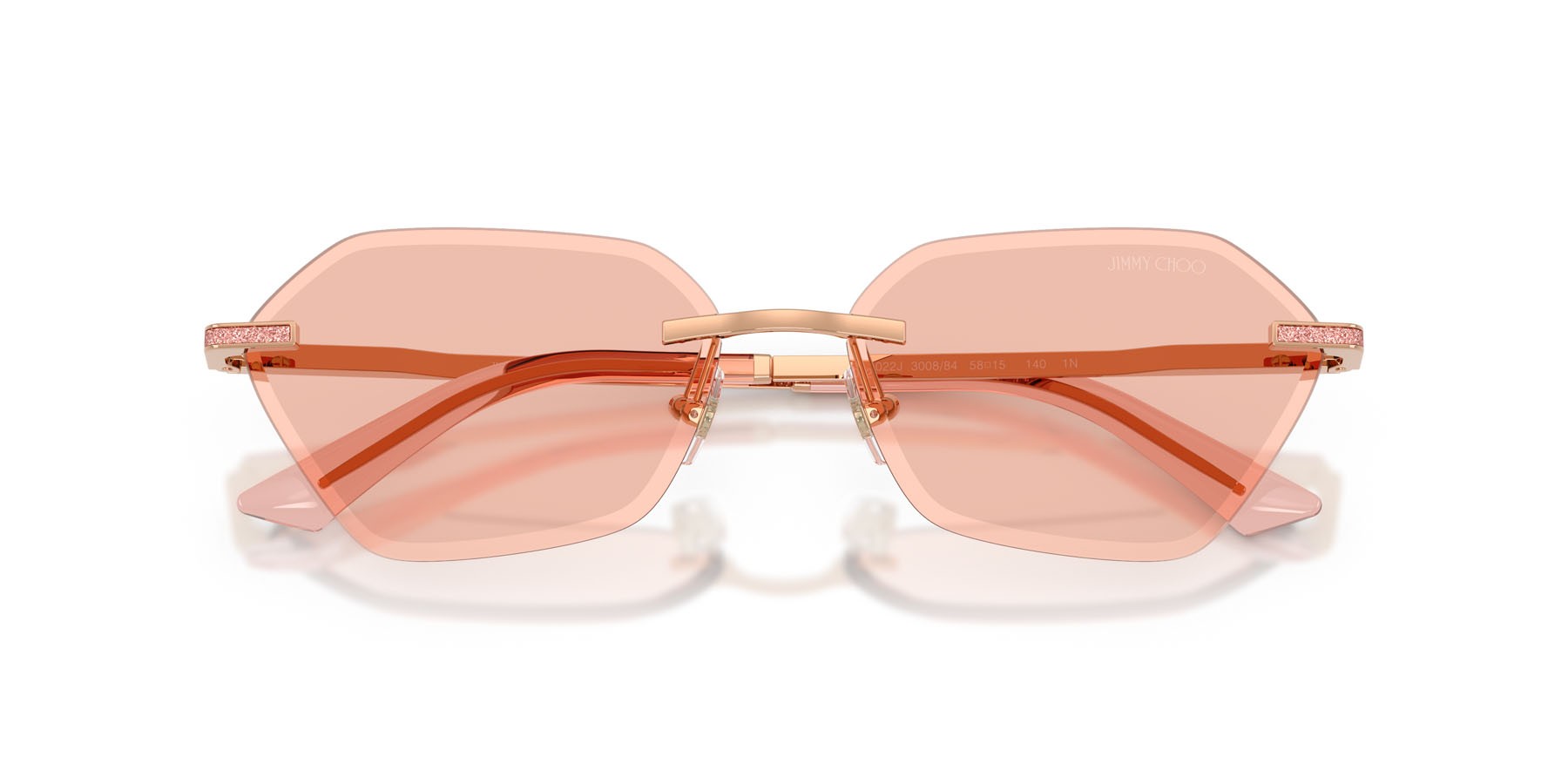Sunglasses Jimmy Choo JC 4022J (300884) color oro rose shape irregular lenses rosa scuro
