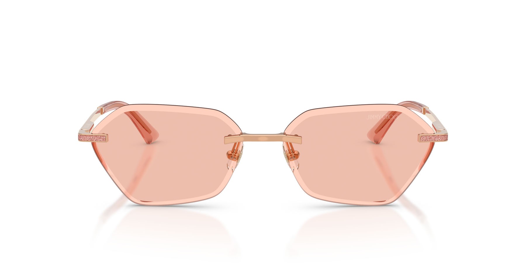 Sunglasses Jimmy Choo JC 4022J (300884) color oro rose shape irregular lenses rosa scuro