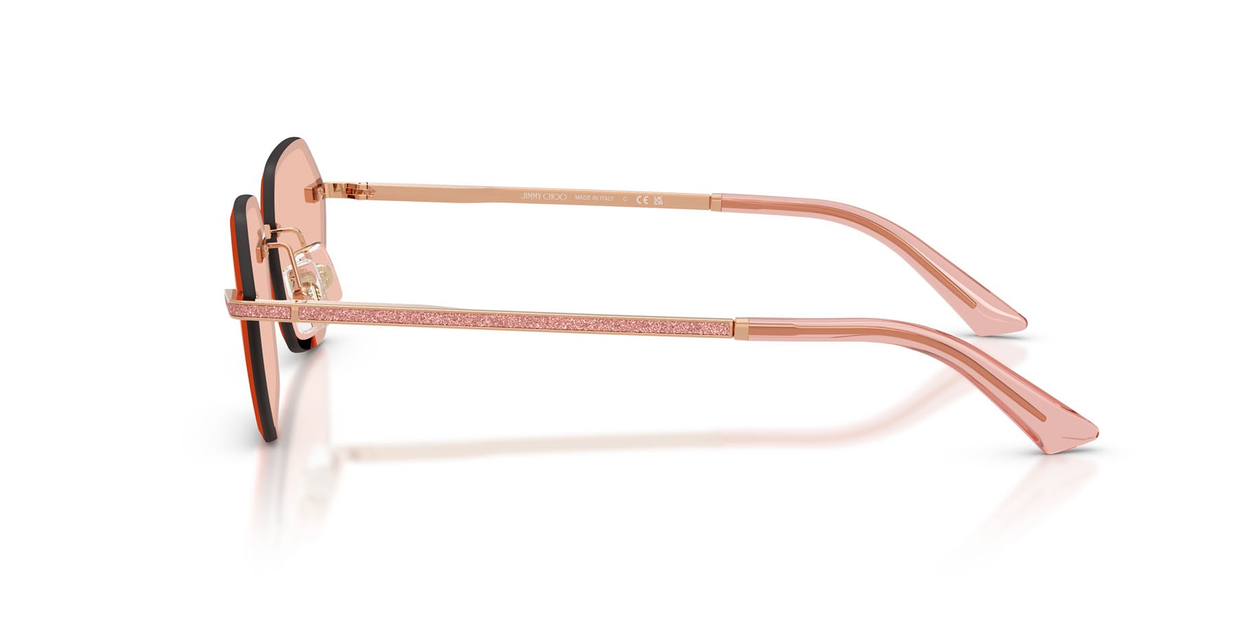 Sunglasses Jimmy Choo JC 4022J (300884) color oro rose shape irregular lenses rosa scuro