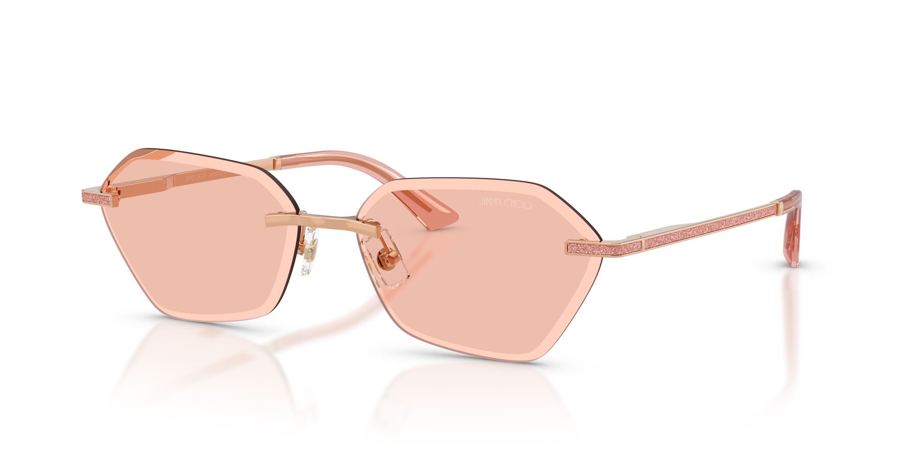 Sunglasses Jimmy Choo JC 4022J (300884) color oro rose shape irregular lenses rosa scuro