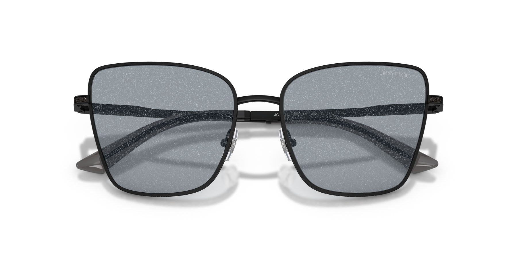 Occhiali da sole Jimmy Choo JC 4023J (30014R) colore nero opaco forma quadrato lenti grigio scuro glitter