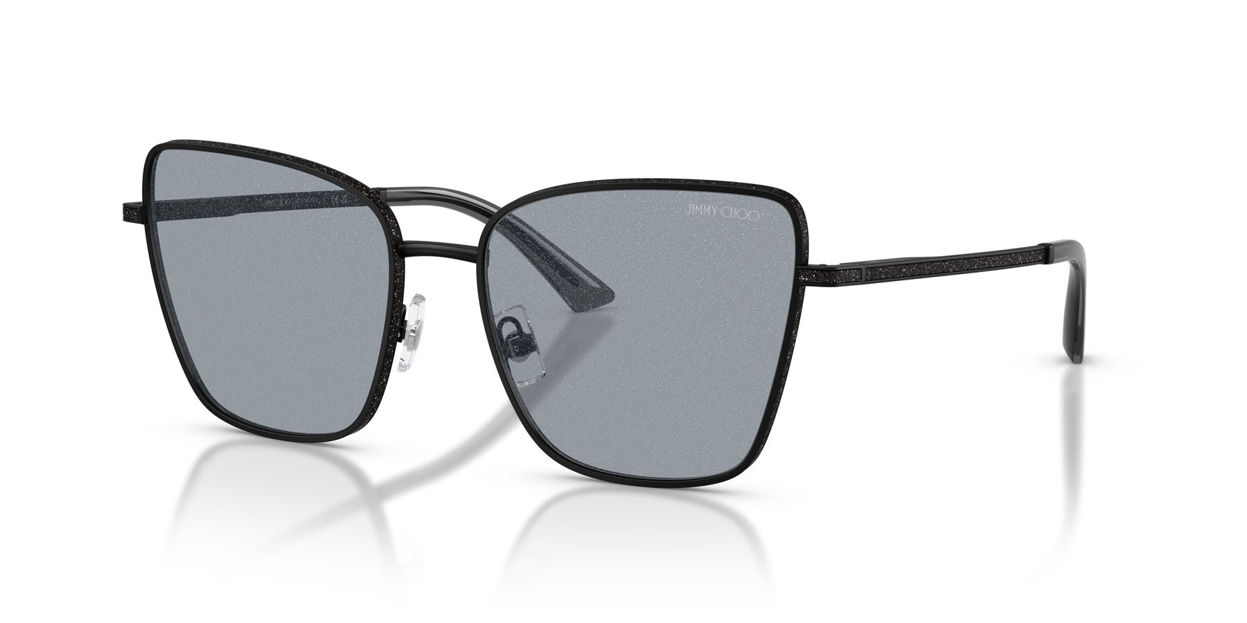 Occhiali da sole Jimmy Choo JC 4023J (30014R) colore nero opaco forma quadrato lenti grigio scuro glitter