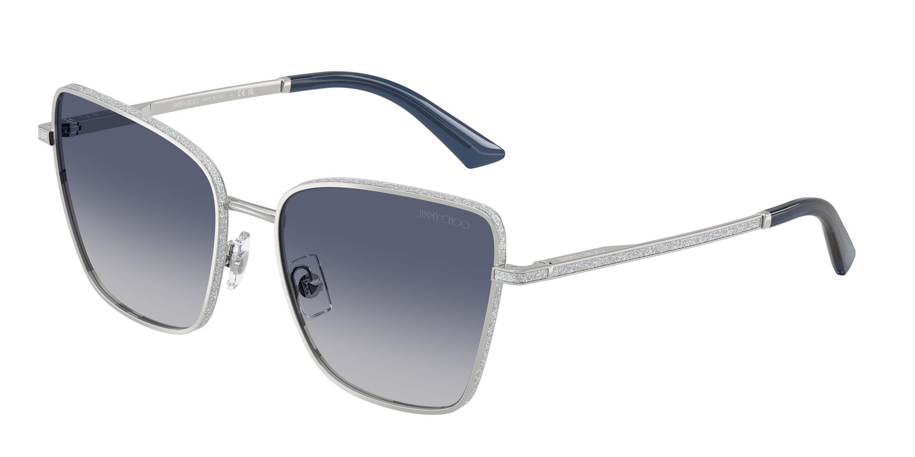 Occhiali da sole Jimmy Choo JC 4023J (30024L) colore argento forma quadrato lenti blu sfumato
