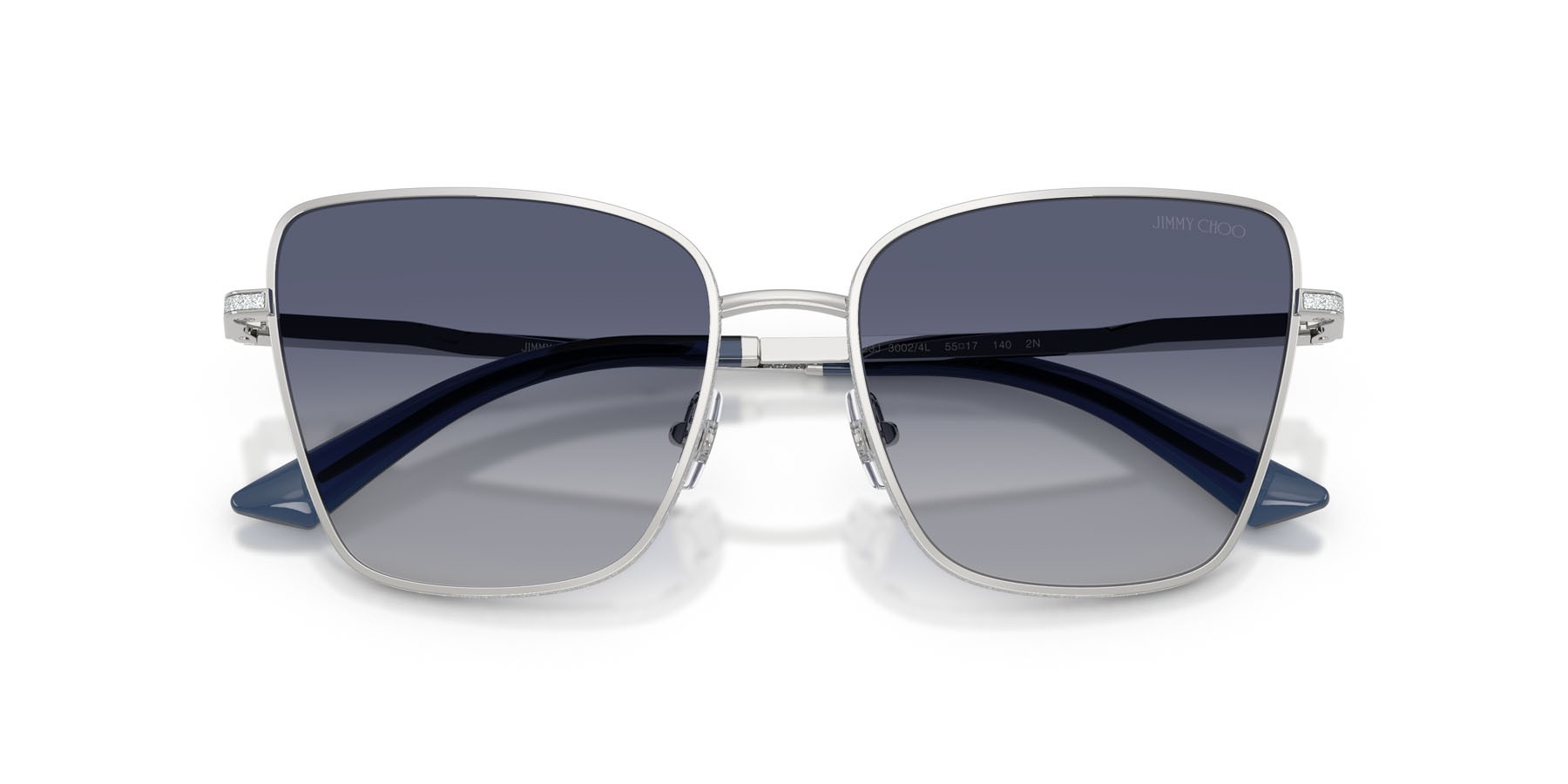 Occhiali da sole Jimmy Choo JC 4023J (30024L) colore argento forma quadrato lenti blu sfumato