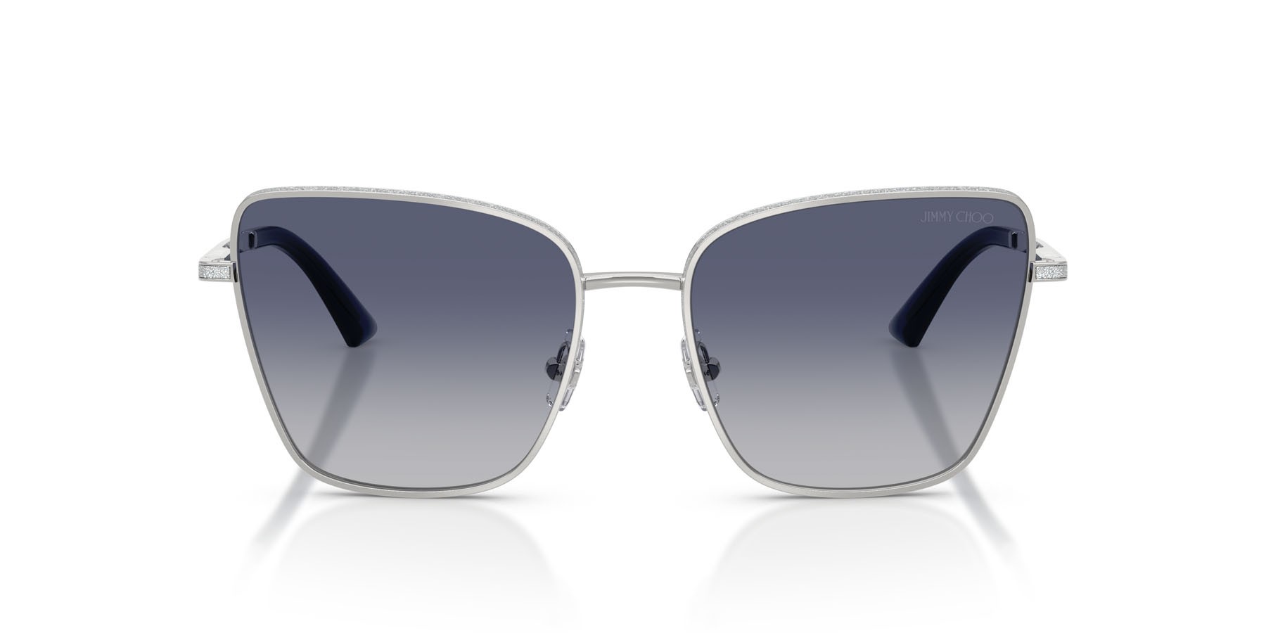 Occhiali da sole Jimmy Choo JC 4023J (30024L) colore argento forma quadrato lenti blu sfumato