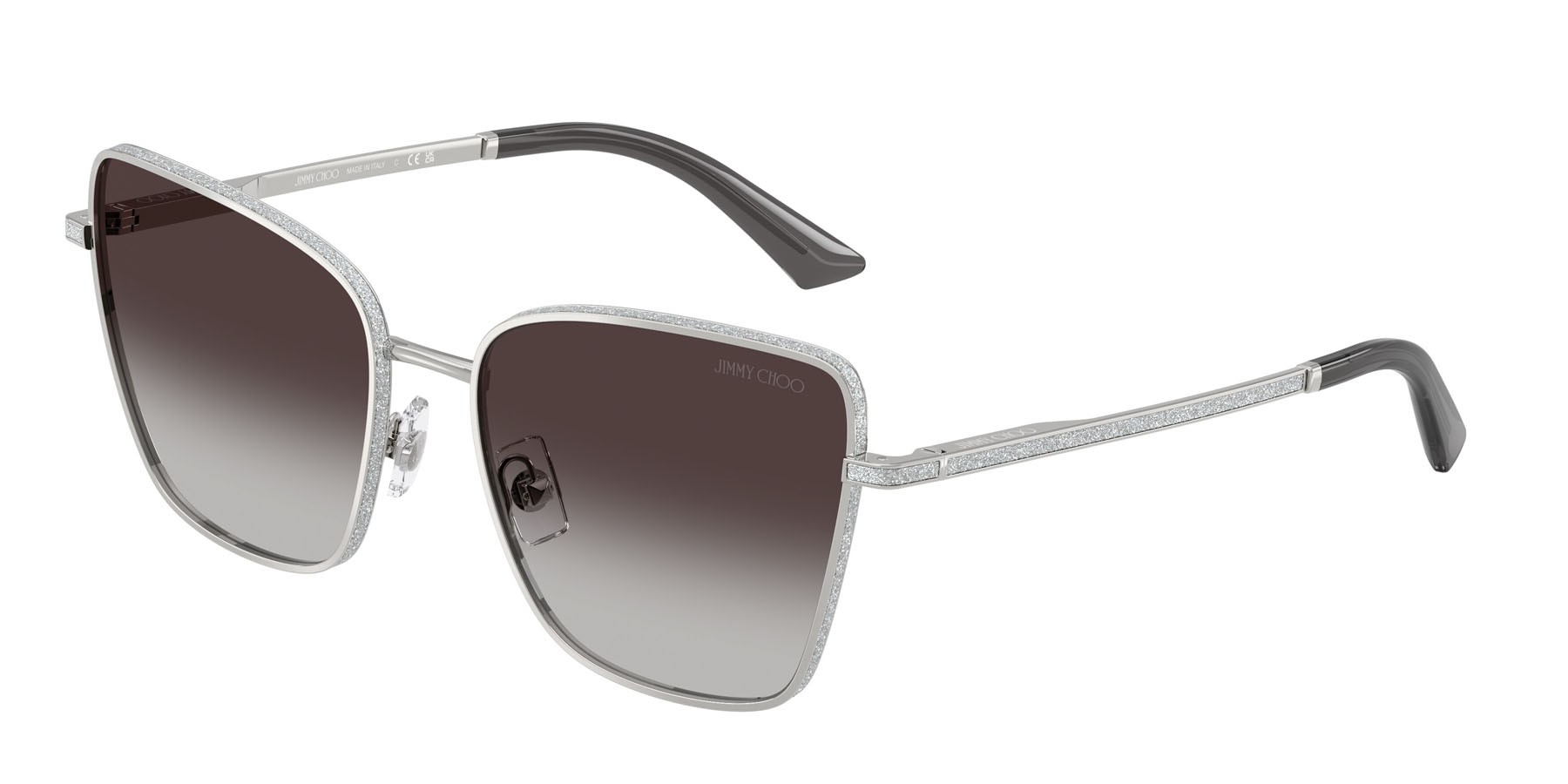 Occhiali da sole Jimmy Choo JC 4023J (30028G) colore argento forma quadrato lenti grigio sfumato