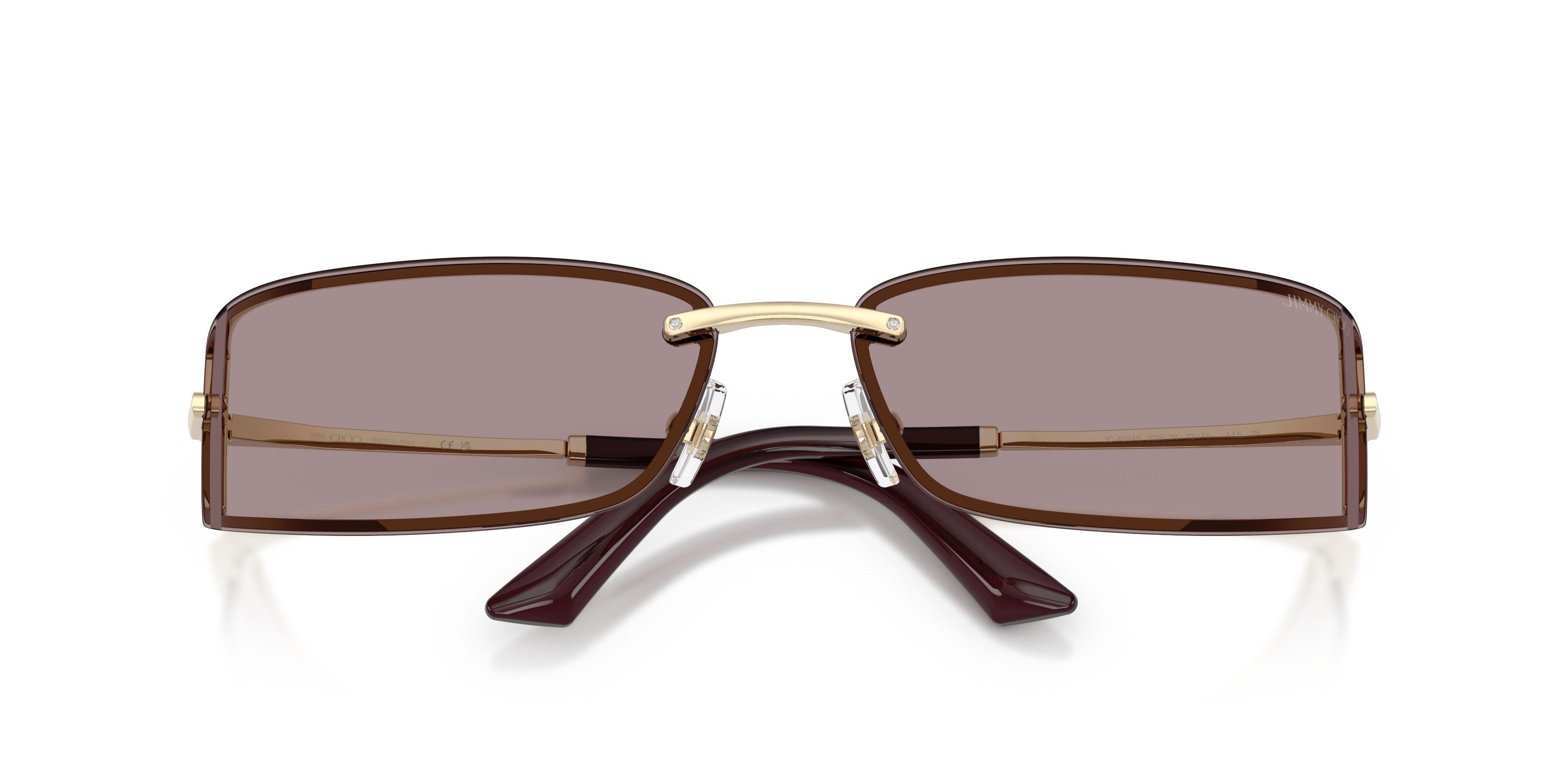Occhiali da sole Jimmy Choo JC 4024B (30067N) colore oro pallido forma rettangolare lenti viola chiaro/marrone