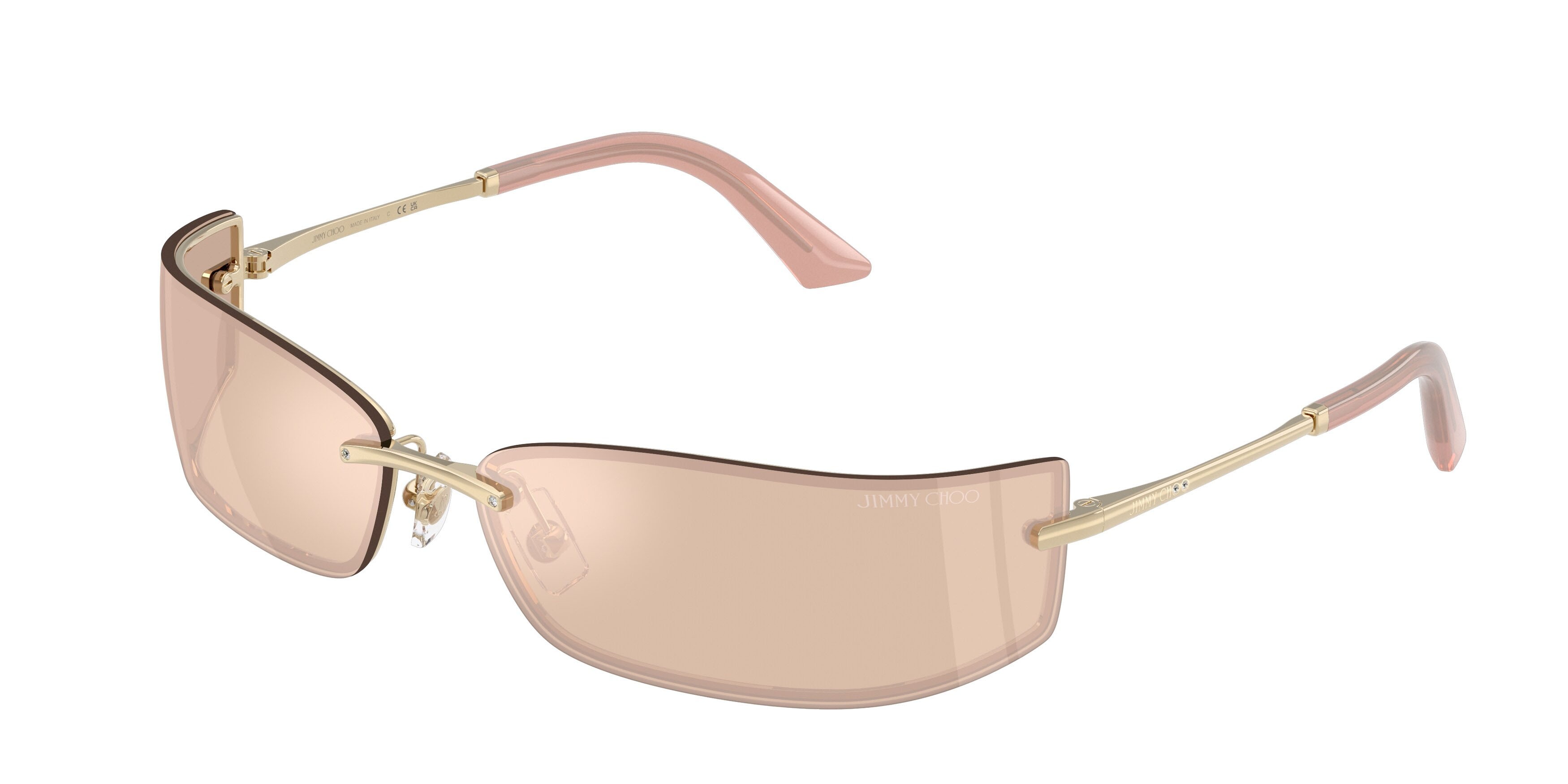 Occhiali da sole Jimmy Choo JC 4024B (3006AK) colore oro pallido forma rettangolare lenti specchiata rosa