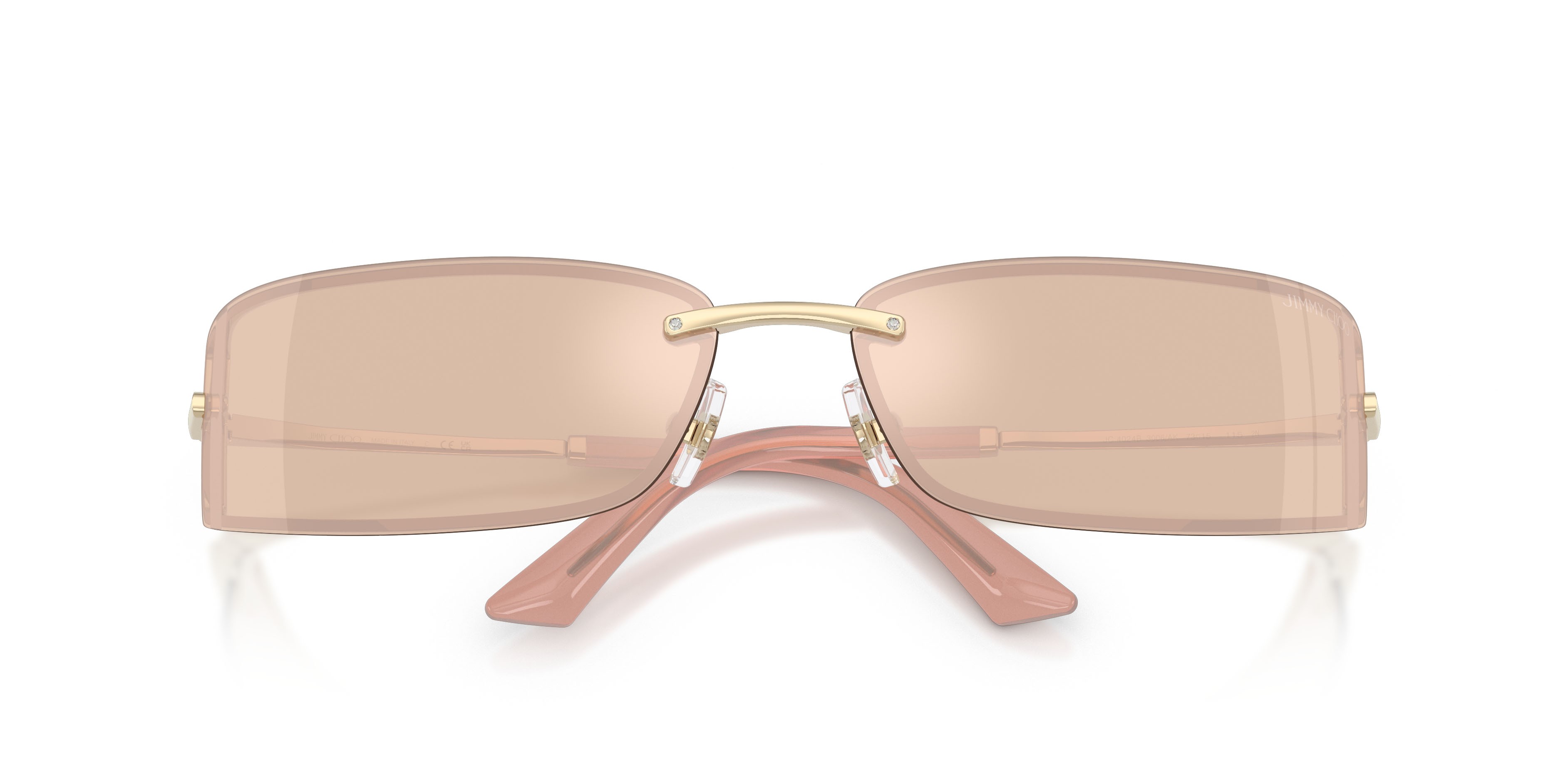 Occhiali da sole Jimmy Choo JC 4024B (3006AK) colore oro pallido forma rettangolare lenti specchiata rosa
