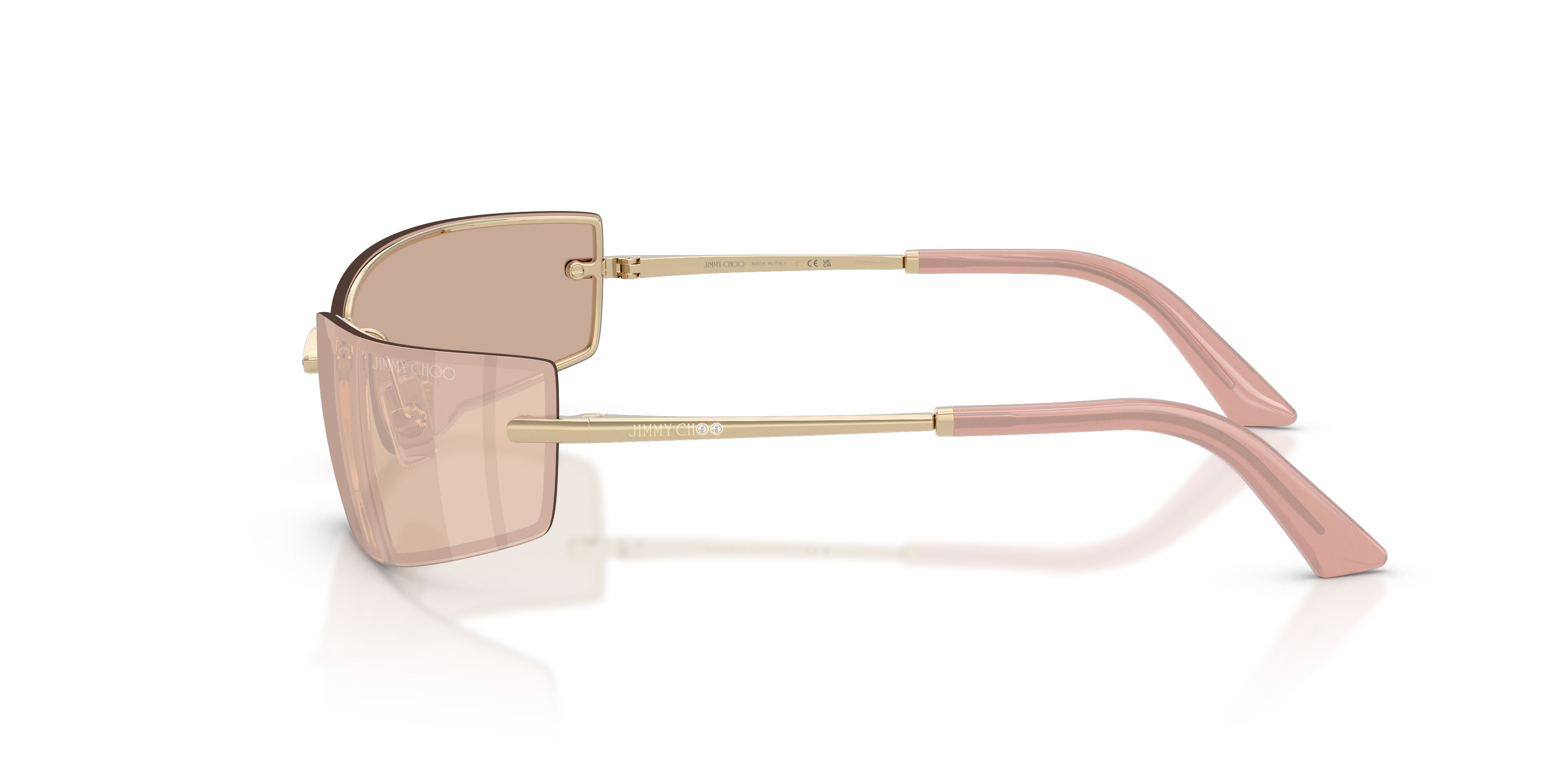 Occhiali da sole Jimmy Choo JC 4024B (3006AK) colore oro pallido forma rettangolare lenti specchiata rosa