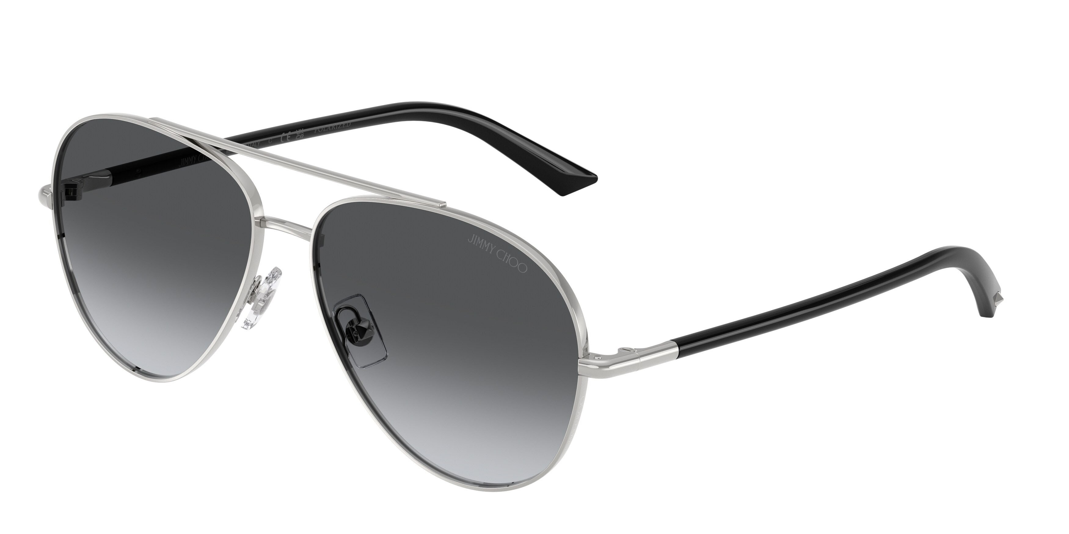 Occhiali da sole Jimmy Choo JC 4026 (3002T3) colore argento forma aviator lenti polar grigia sfumata